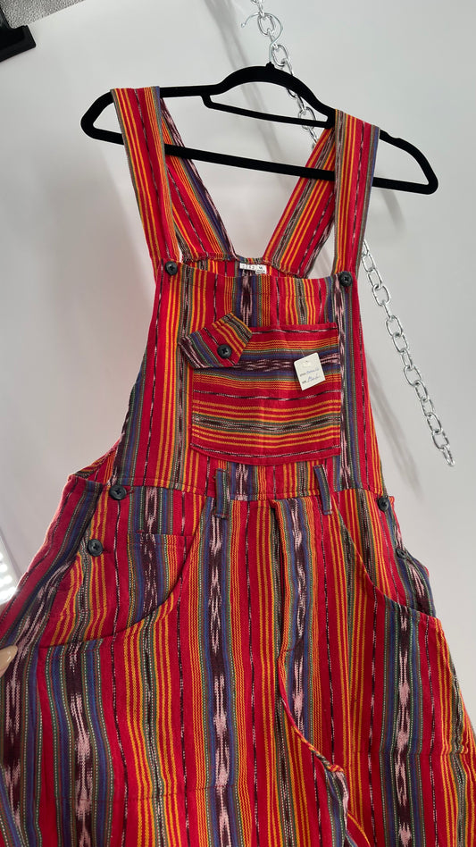 Vintage Red Baja 1970s Guatemalan Overalls (Medium)