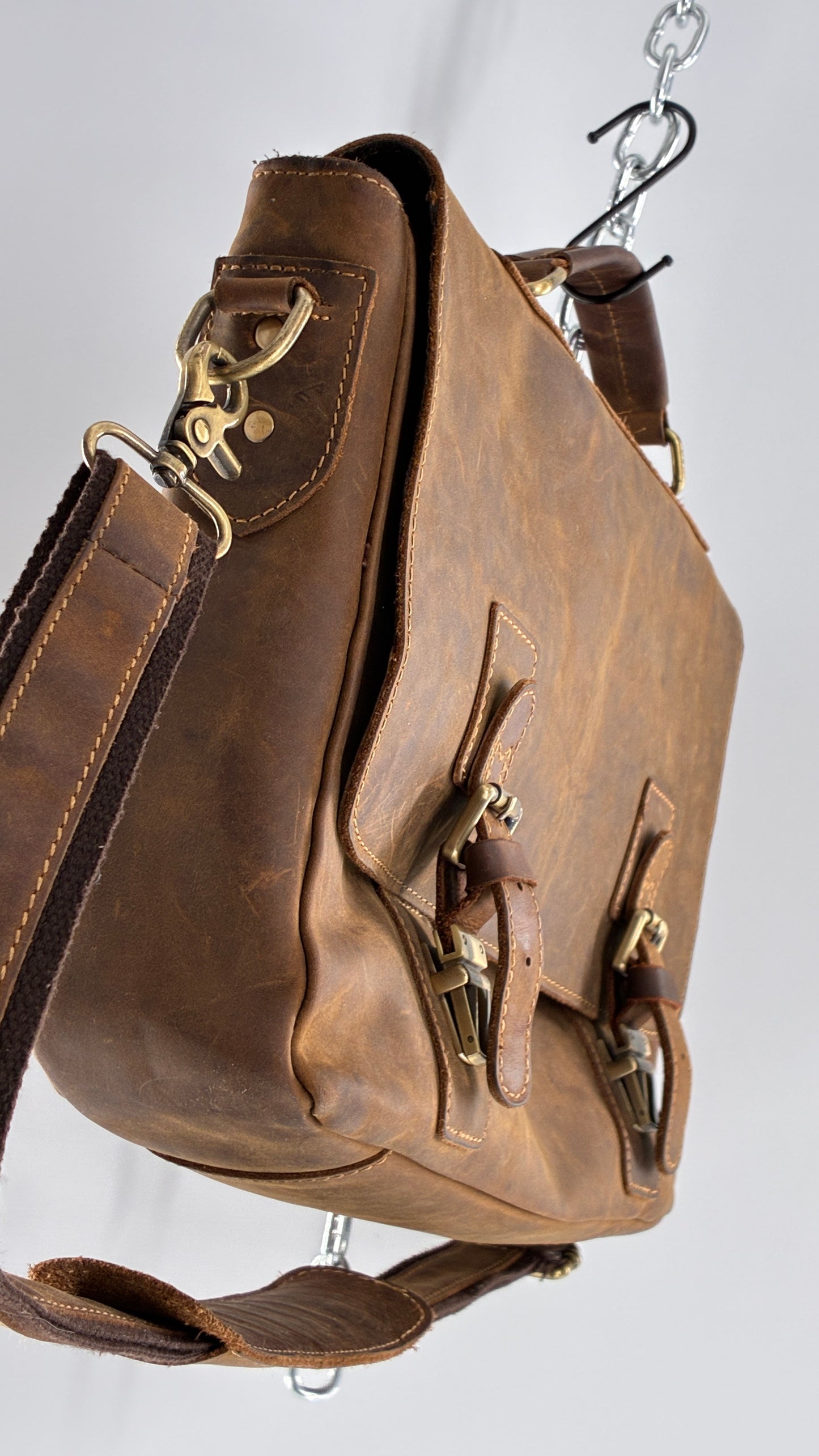 KATTEE Heavy Duty, Thick Genuine Leather Briefcase School Satchel Messenger Bag