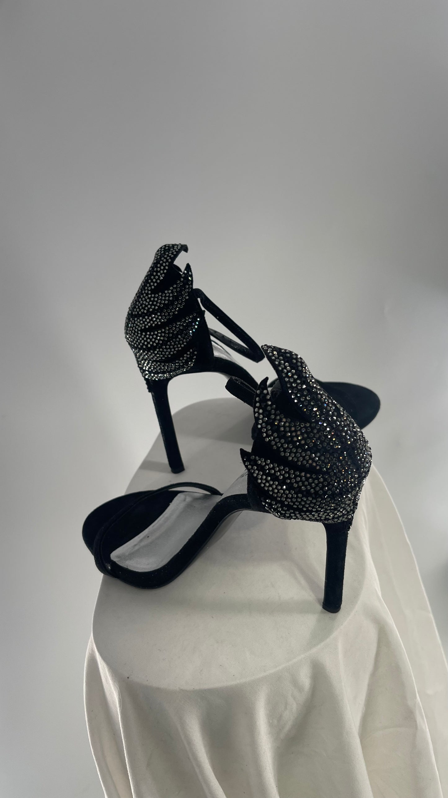 Vintage Stuart Weitzman Black Swan Rhinestone Encrusted Heel (9)