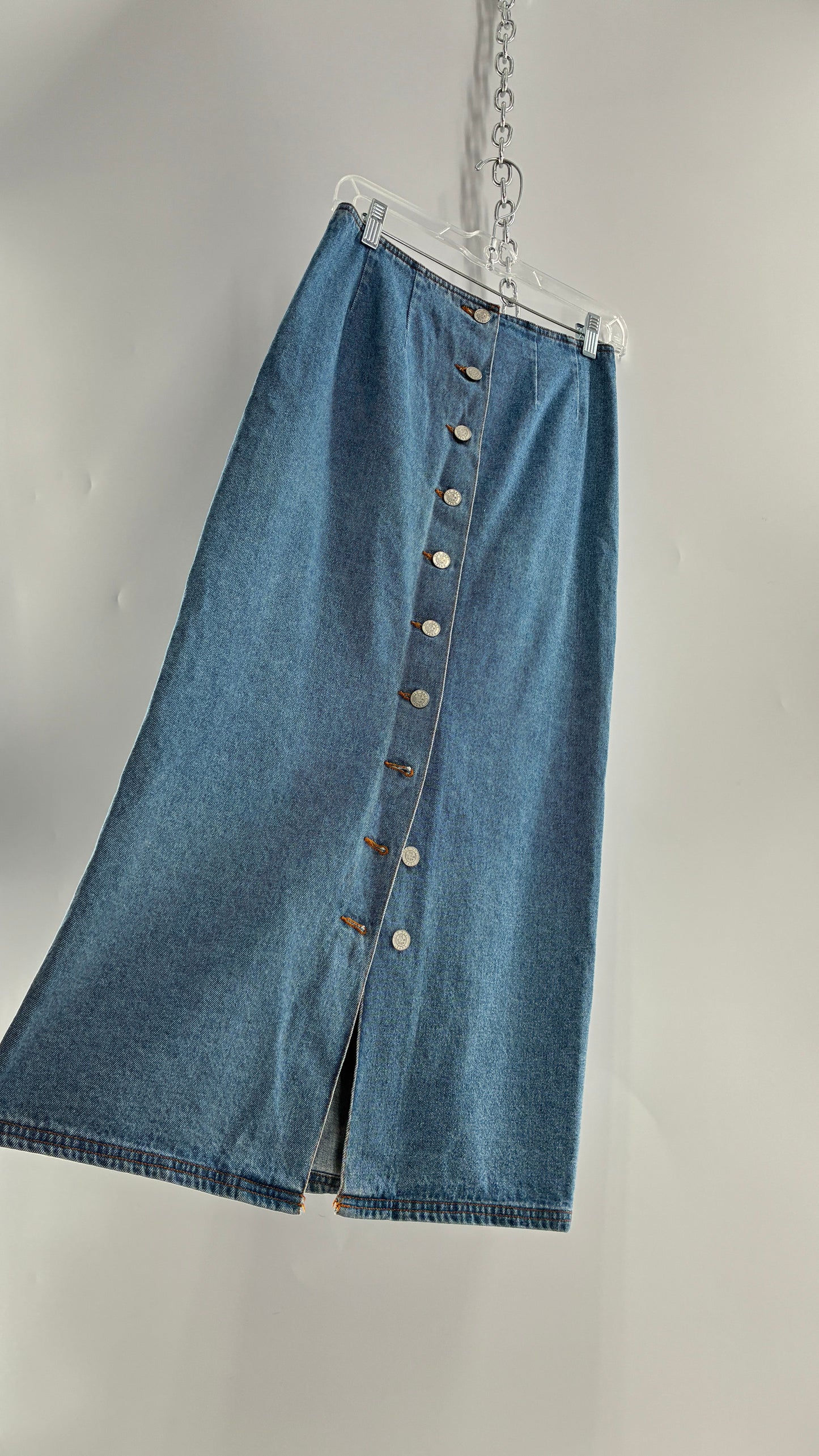 Vintage Old Navy Button Front Denim Jean Skirt (6)