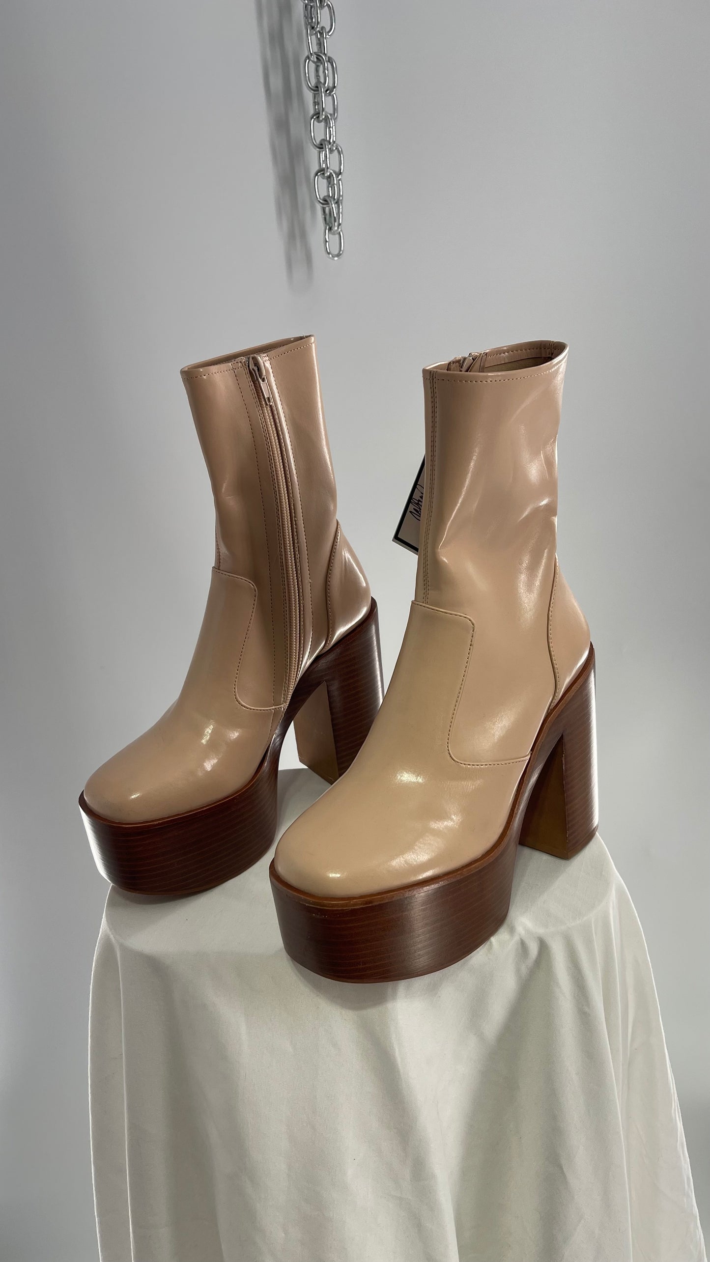 Jeffrey Campbell Mexique Beige Boot with Platform And Chunky Wooden Heel (6)