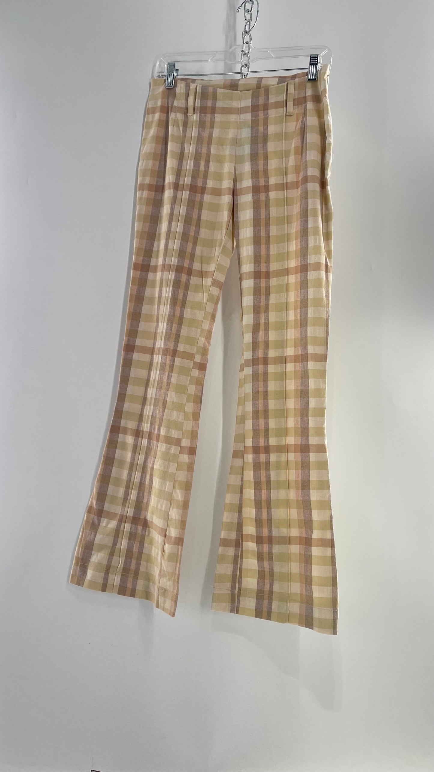 Free People Low Waisted Kickflare Gingham Plaid Picnic Pant (10)