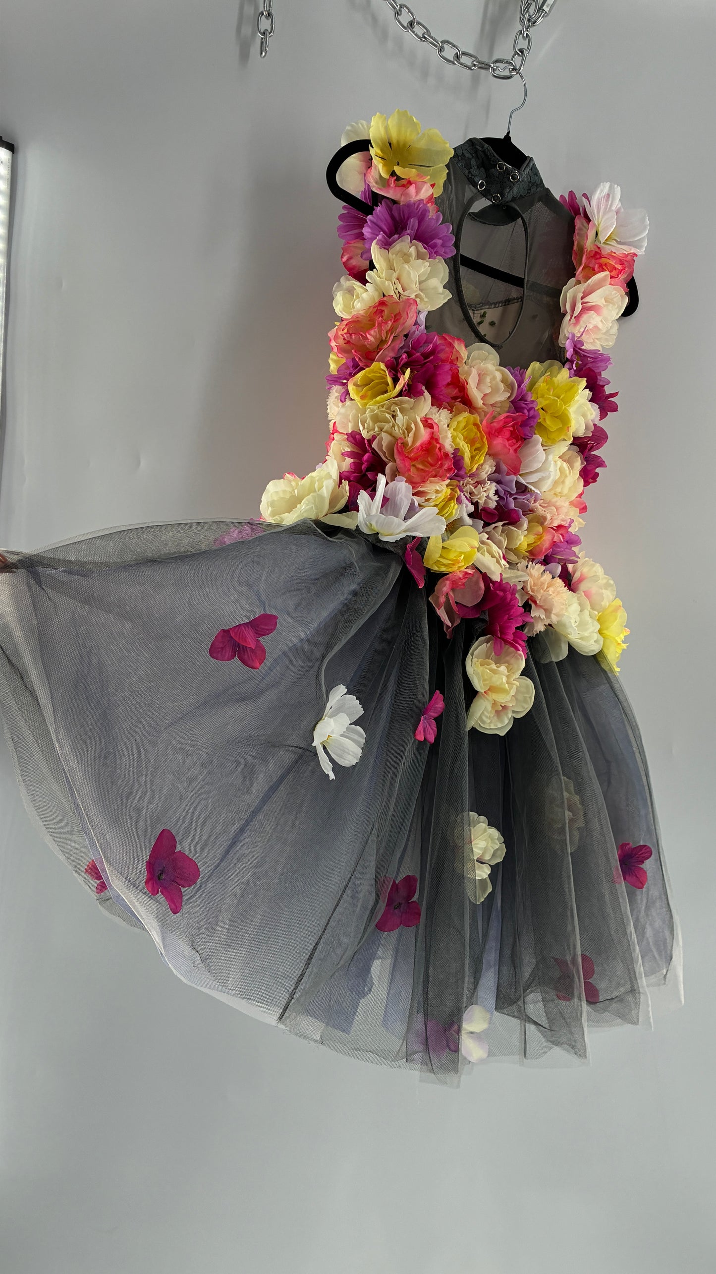 Floral Appliqué Abstract Display Mini Dress (S/M)