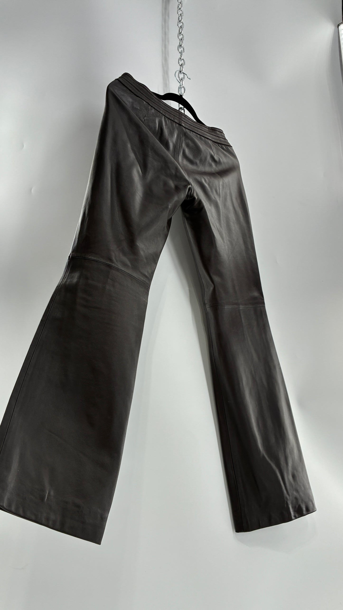 Vintage ETCETERA Deep Brown Low Waisted Embroidered, Side Closure Pants with Bootcut Hem (4)
