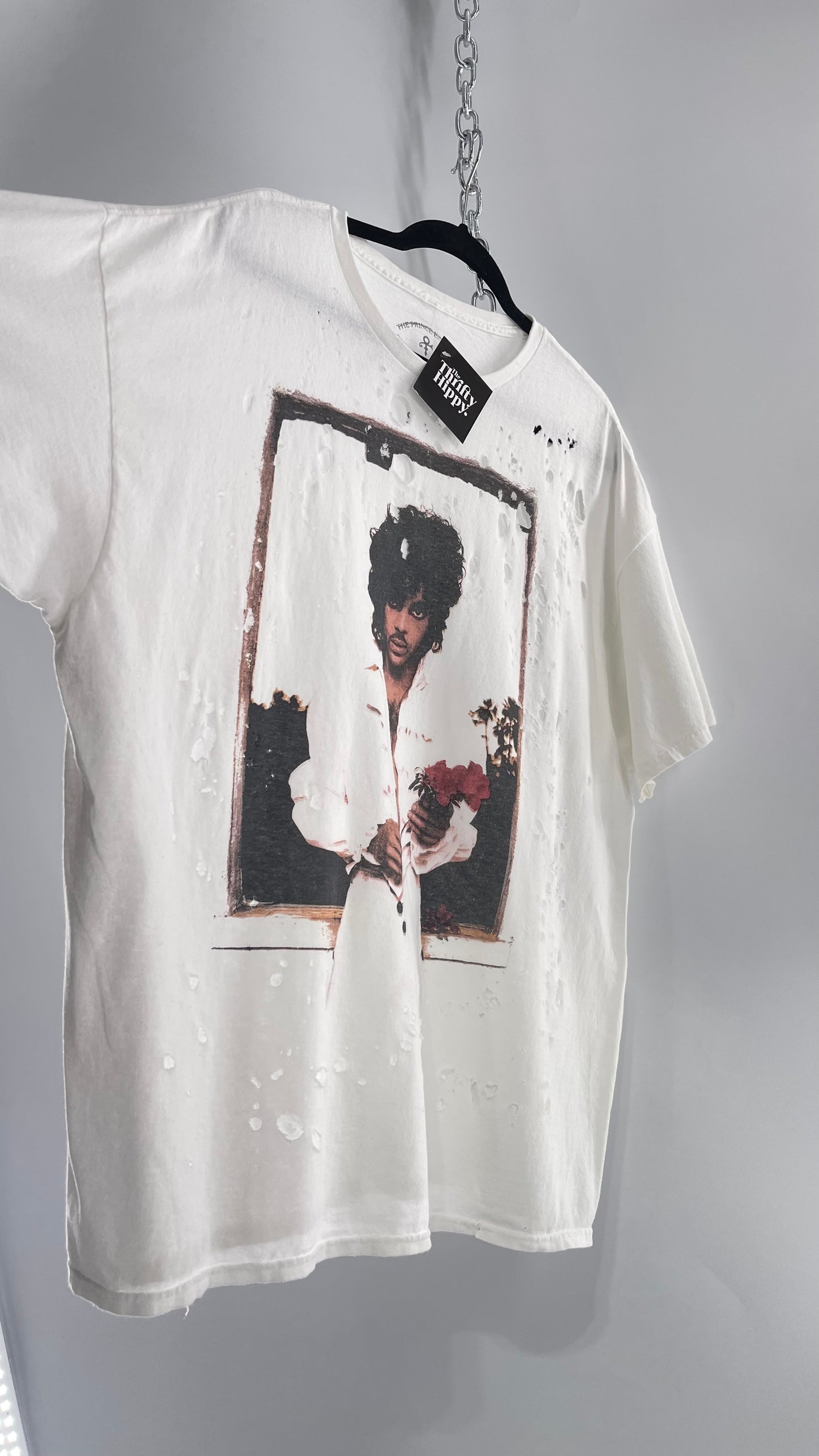 The Prince Estate Oversized Distressed Band T  (S/M)