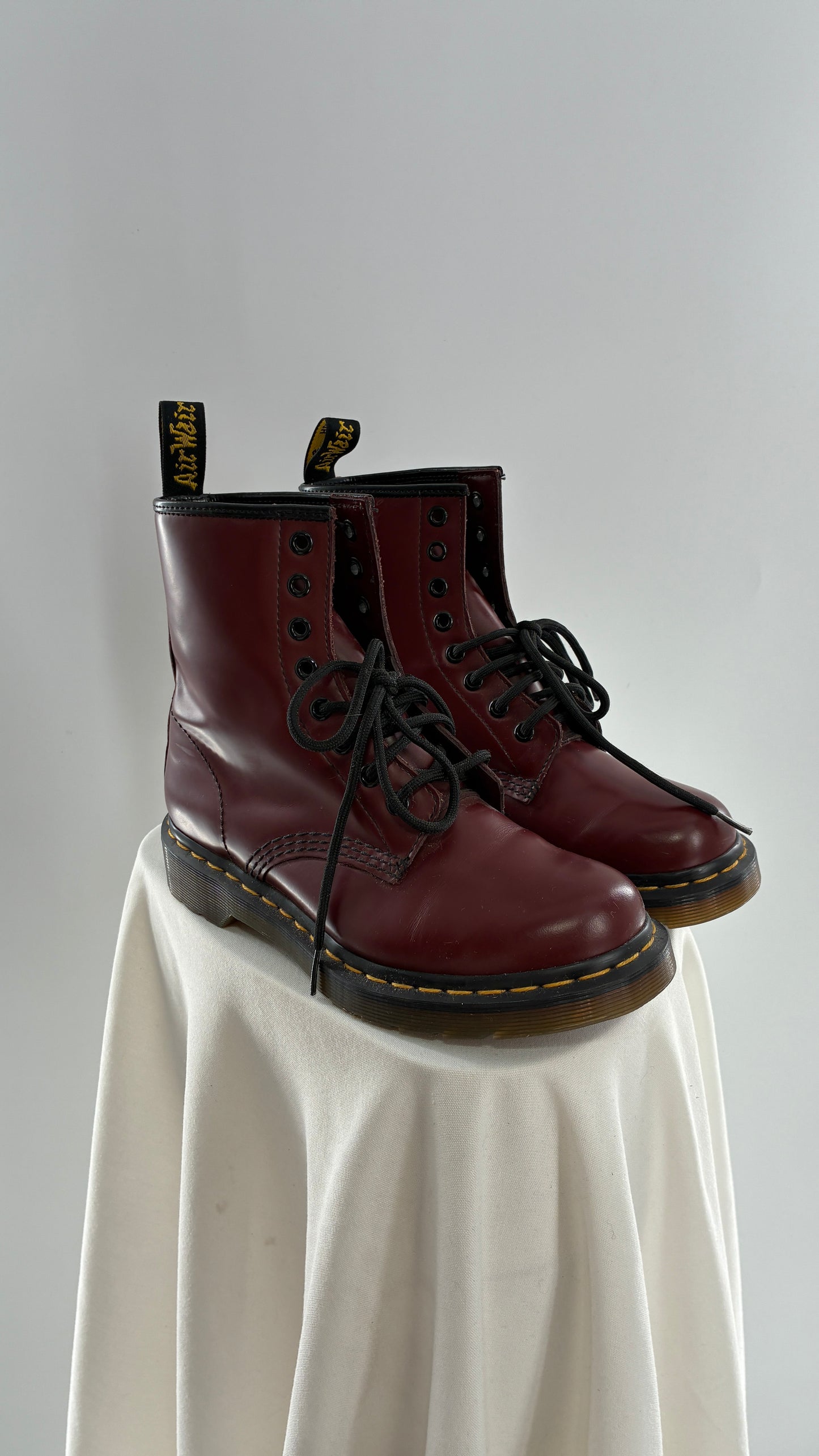 Vintage Dr. Martens Burgundy Maroon Combat Boots (6L)