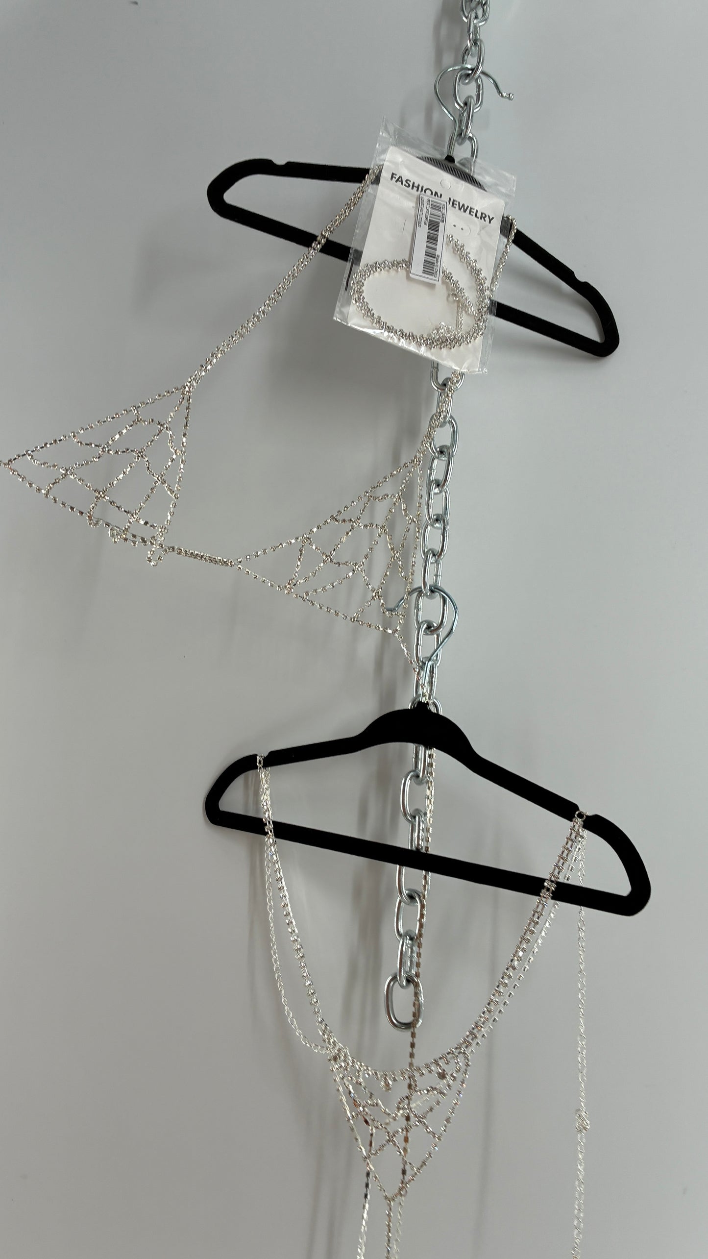 Silver Rhinestone Encrusted Bra, Panty, and Choker Set (One Size)