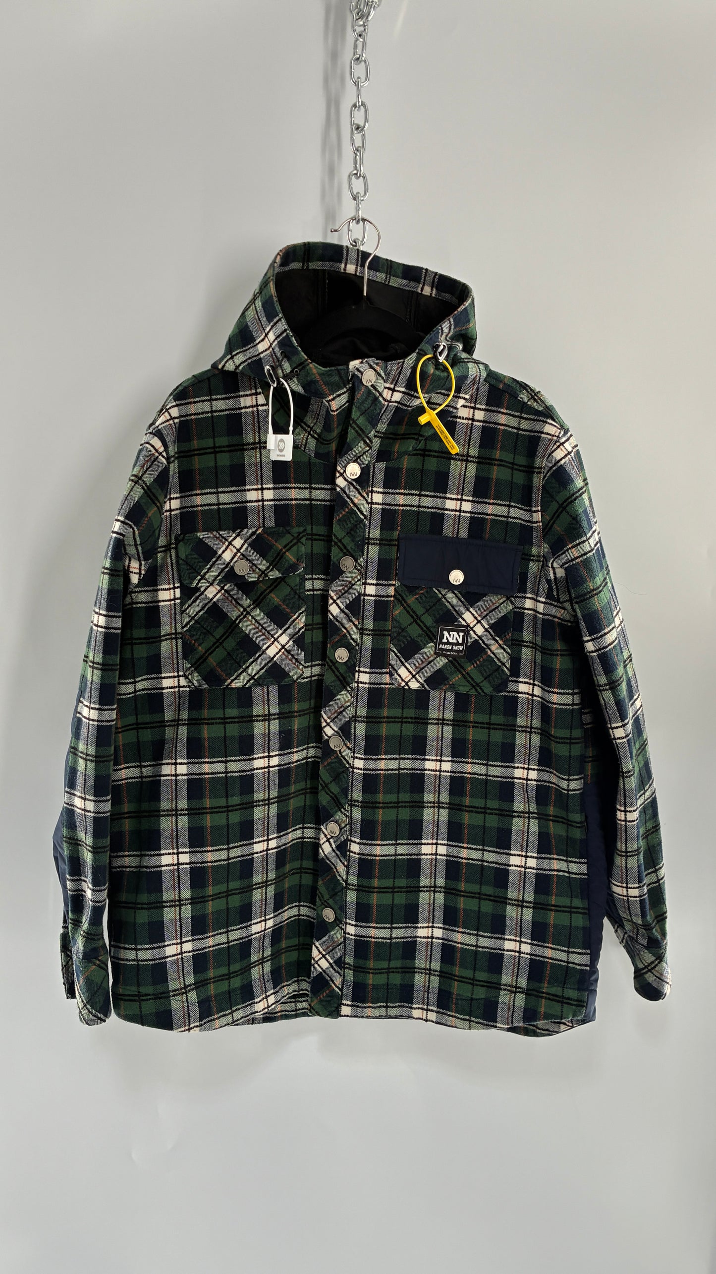 KOREAN Nandn Snow Men’s Snowboarding Flannel Hooded Jacket (Medium)