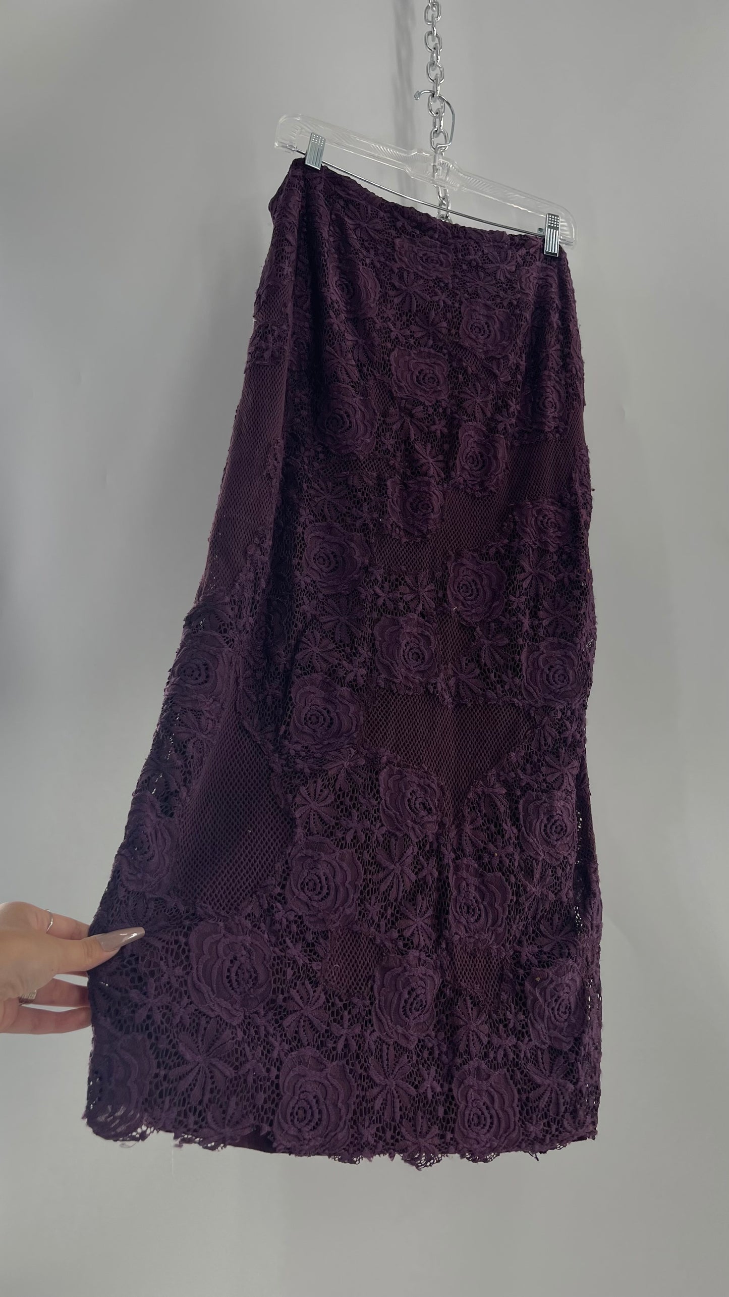 Free People Plum/Purple Lace Mesh Skirt with Tags Attached (Medium)