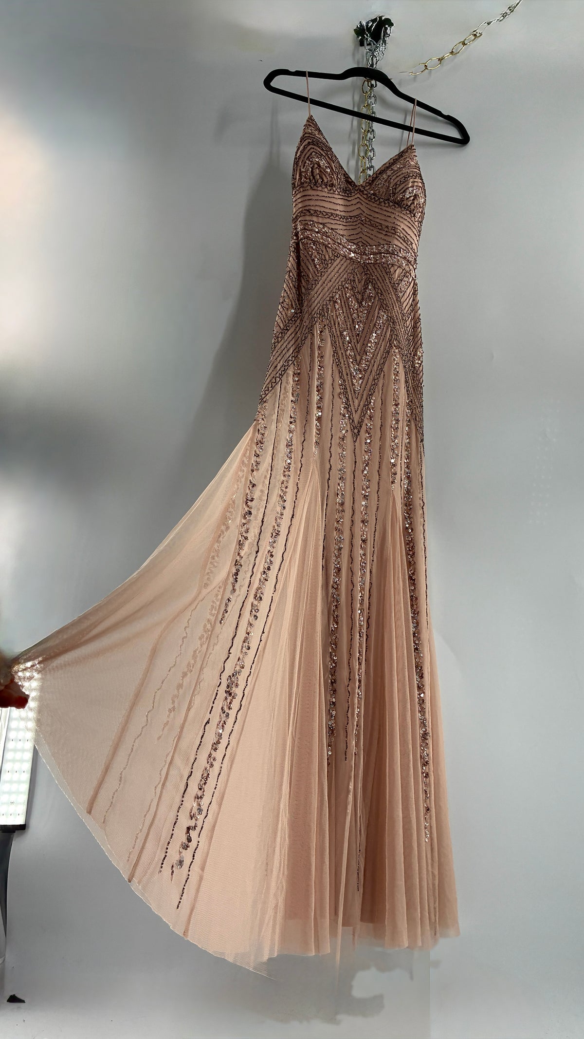 Vintage MARINA Dusty Pink Beaded Gown (2)