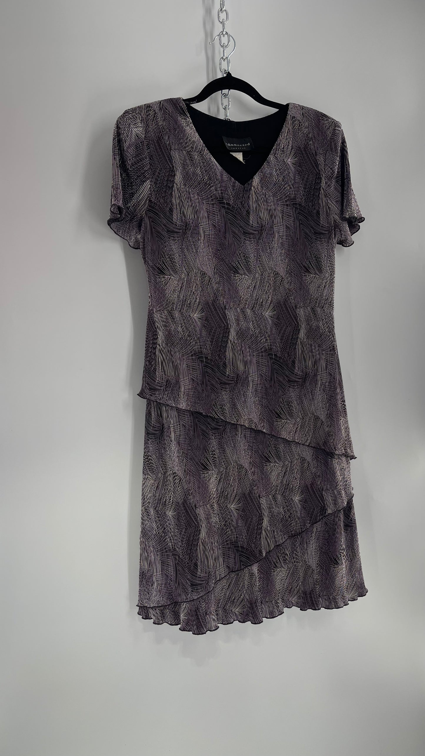 Vintage Pleated/Fluted Layered Purple/Gray Dress (10)