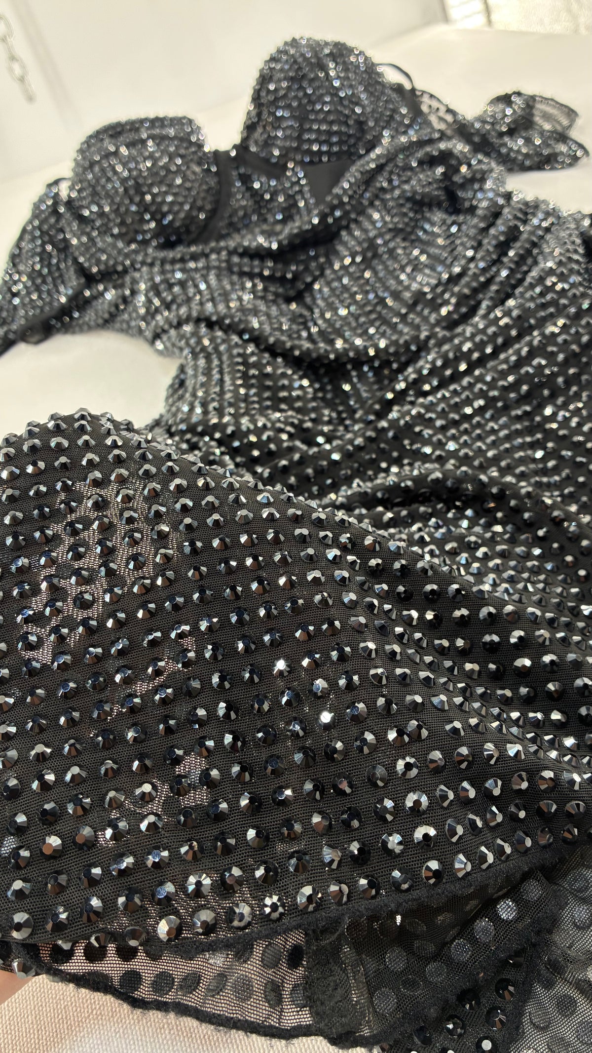 OH POLLY Rhinestone Corseted Mini Dress with Draped Bust, Side Slit Detail (6)