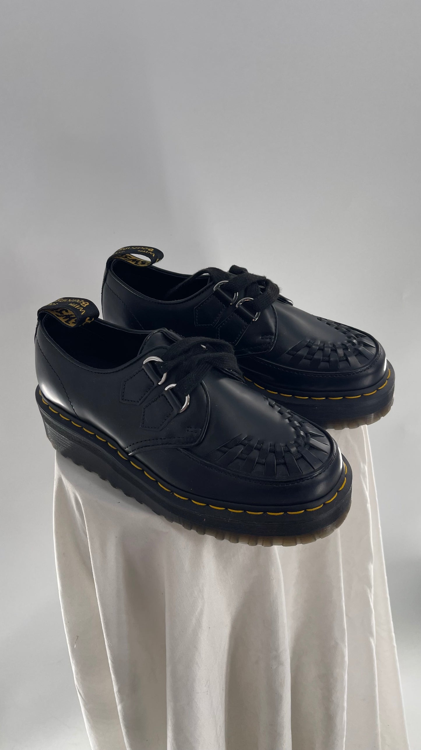 Dr.Martens NWOT Black Patent Leather Platform/Creeper Oxfords (8L 7M)