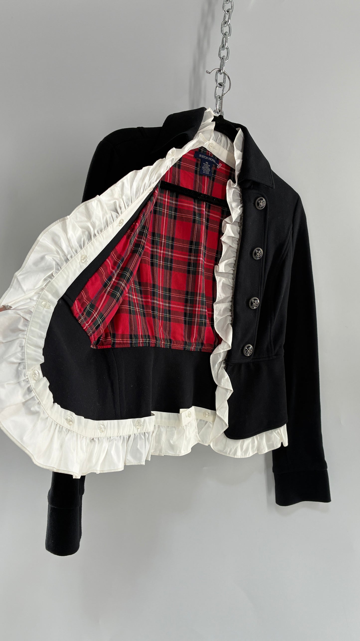 Vintage BOSTON PROPER 1990s School Girl/Drummer Jacket with Removable Ruffle Trim (XS)
