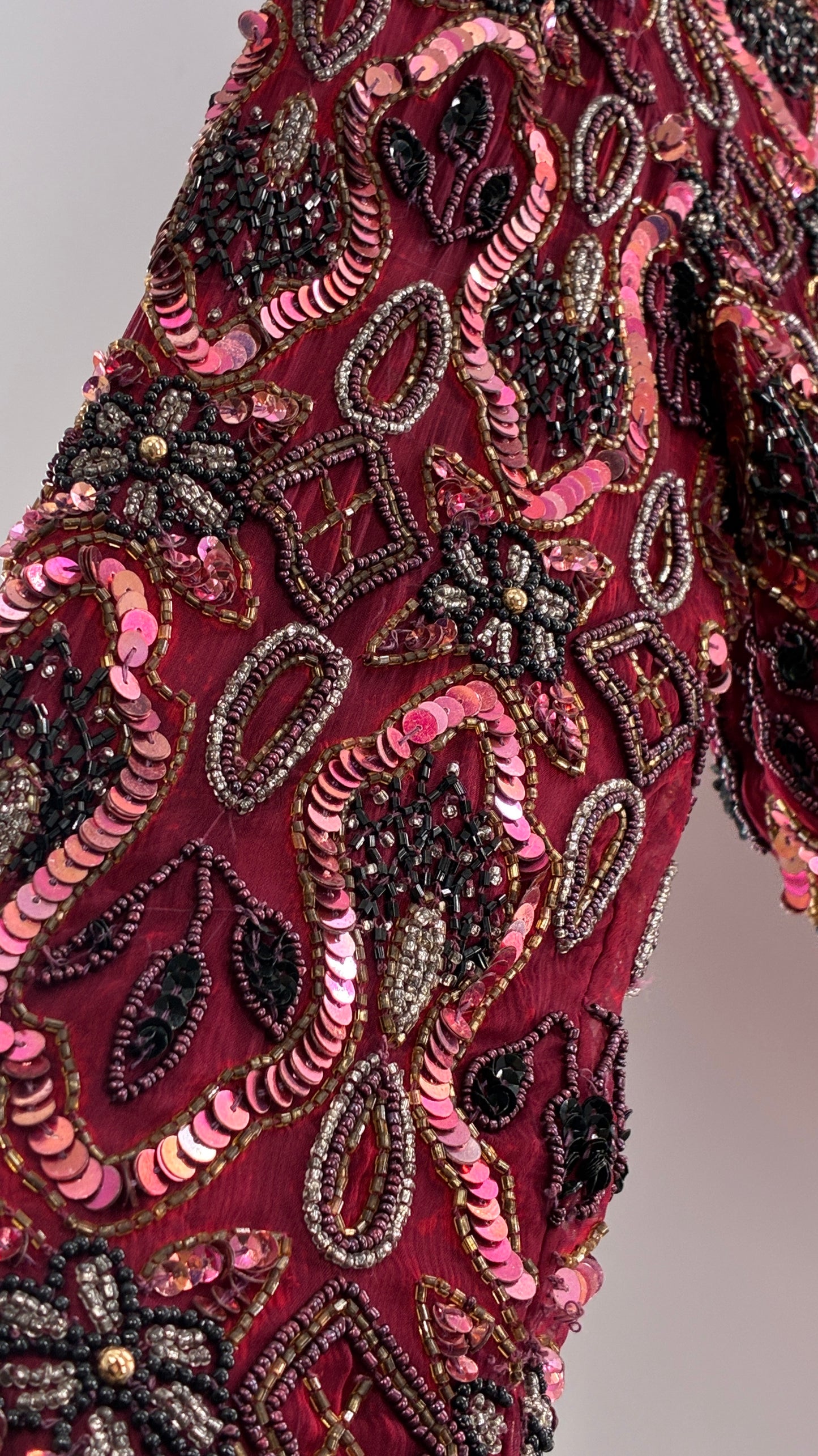 Vintage Beaded STENAY Burgundy Maroon Jacket (Medium)