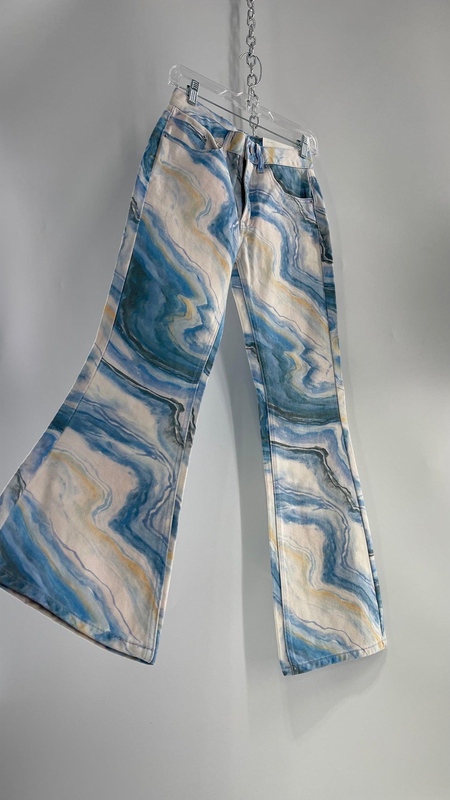 BDG Geode Graphic Blue Kickflares with Tags Attached (25)