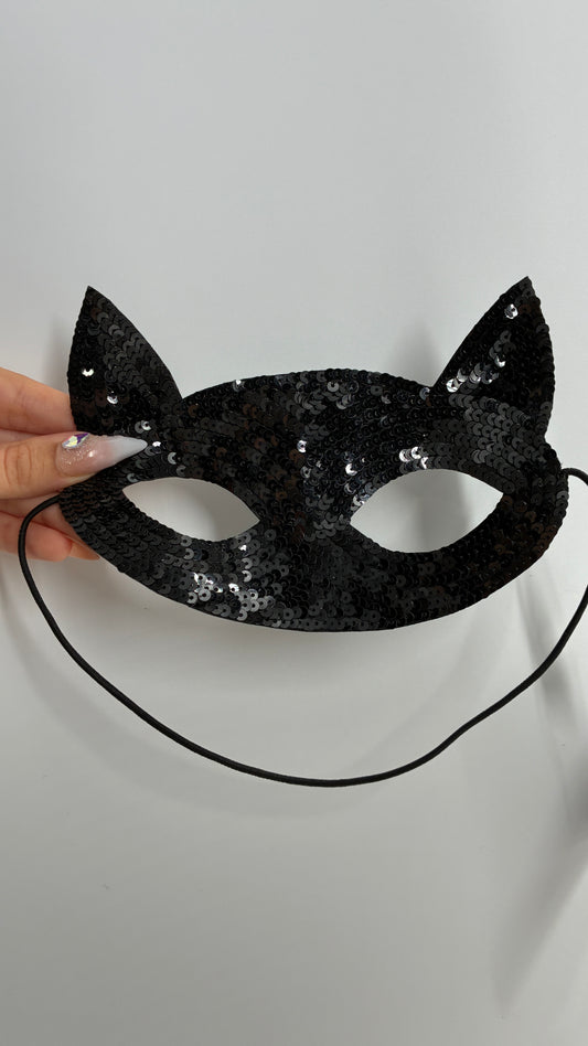 American Eagle Black Sequin Cat Eye Mask with Tags Attached