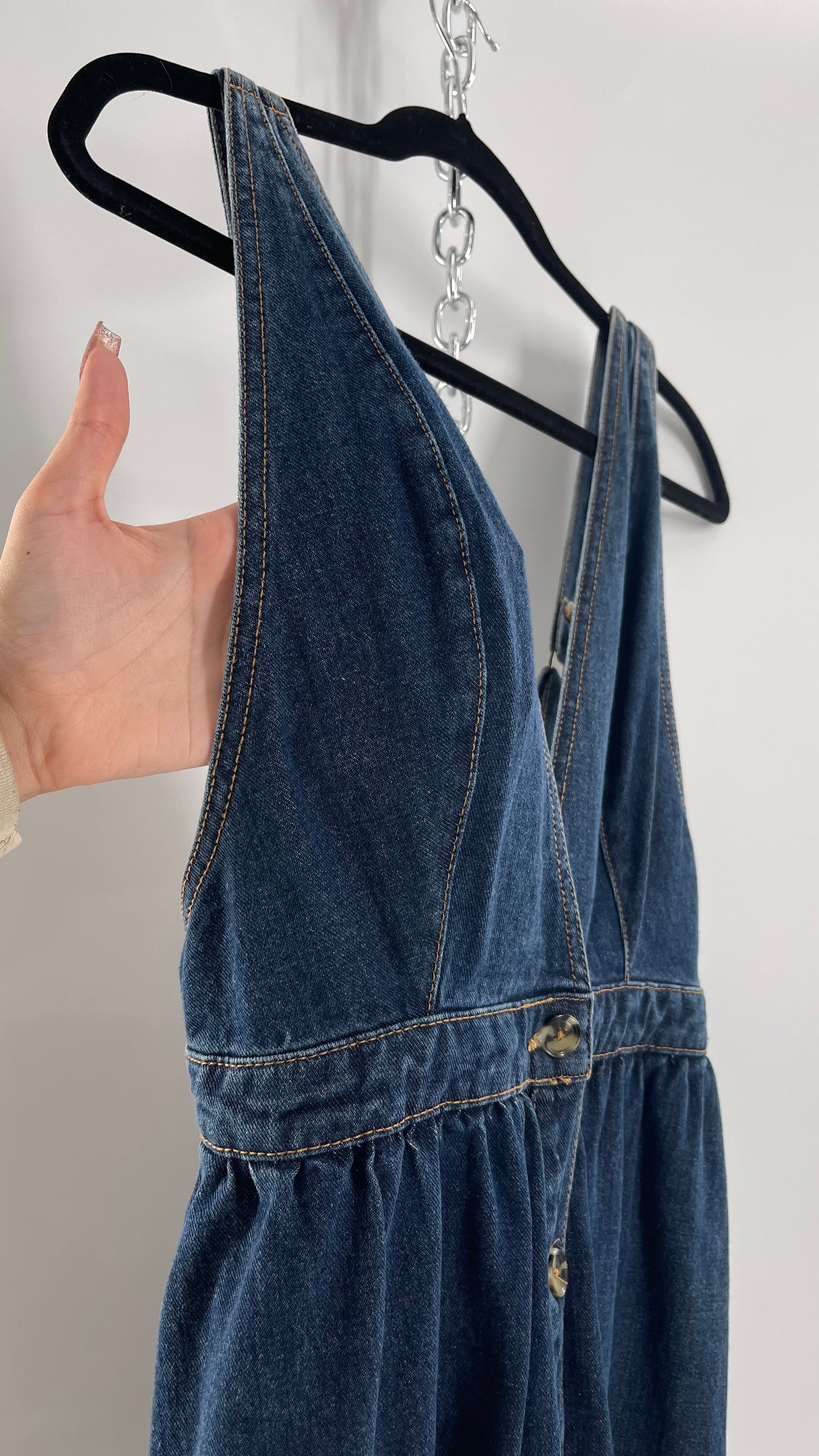 Urban Outfitters Medium Wash Denim Button Front Midi Dress (S)