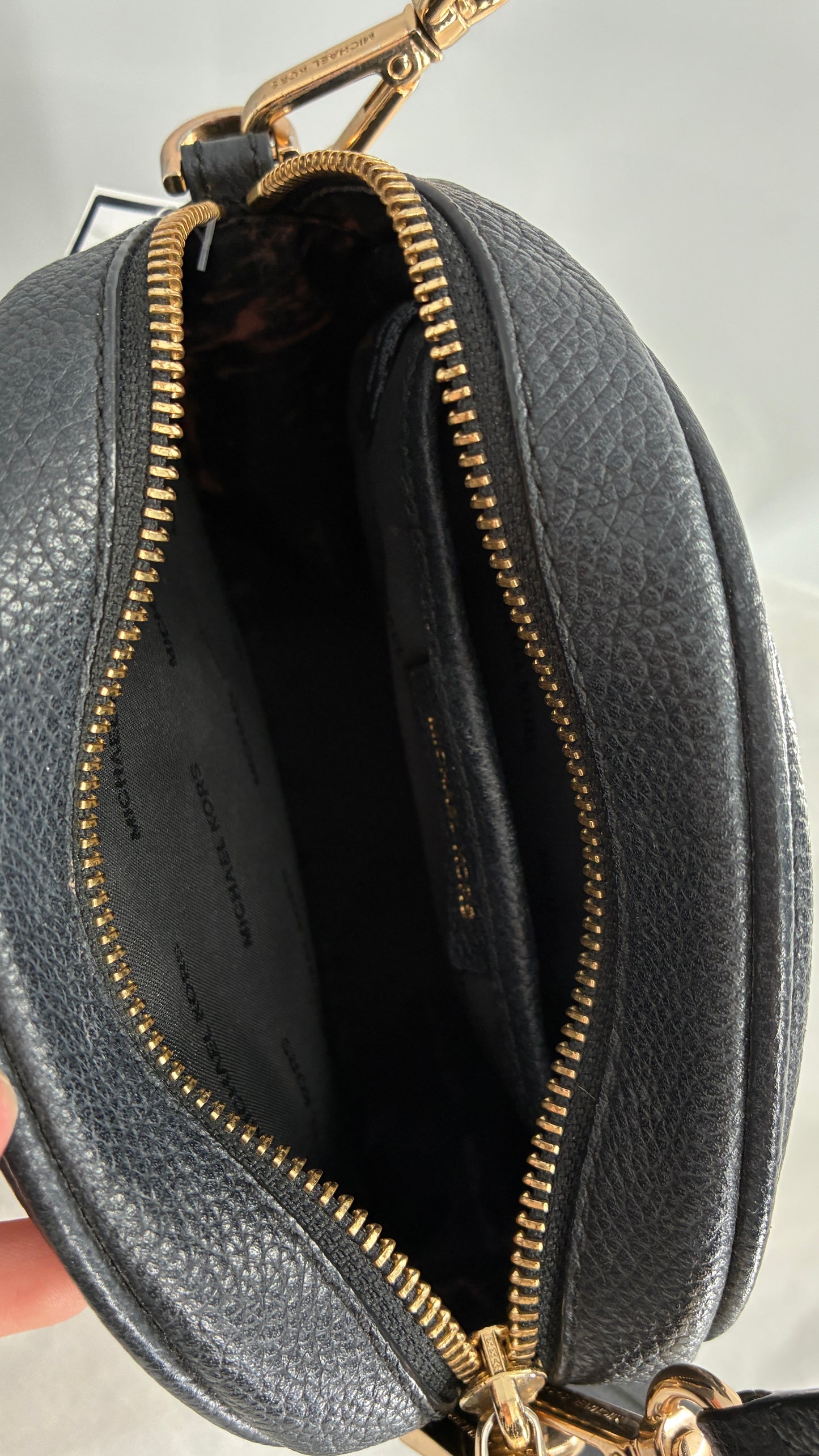 Michael Kors Black Round Crossbody Purse and Matching Wallet