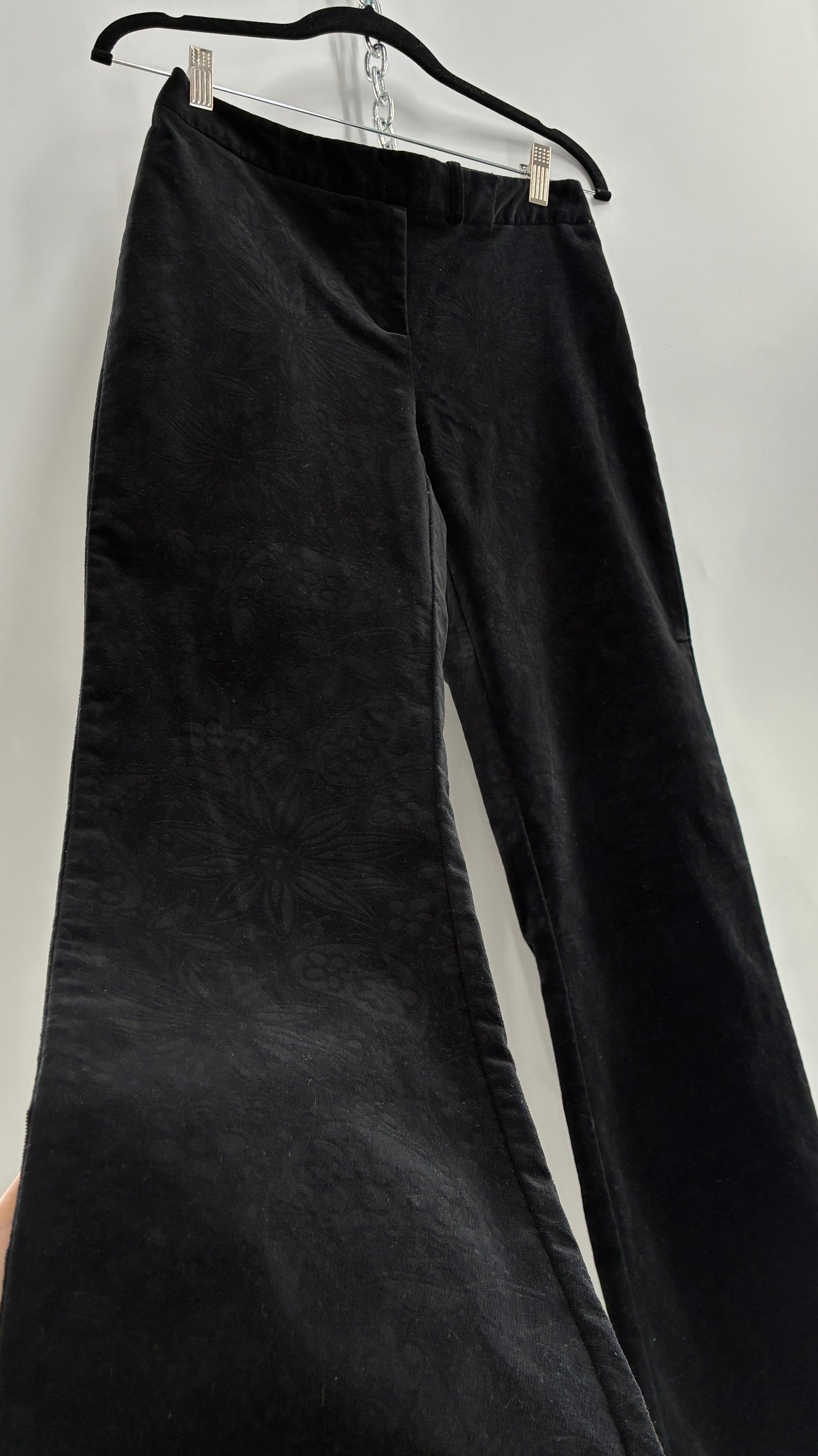 Deadstock Vintage 2000s Lilly Pulitzer Black Velvet Embossed Floral, Side Closure Pants (4)