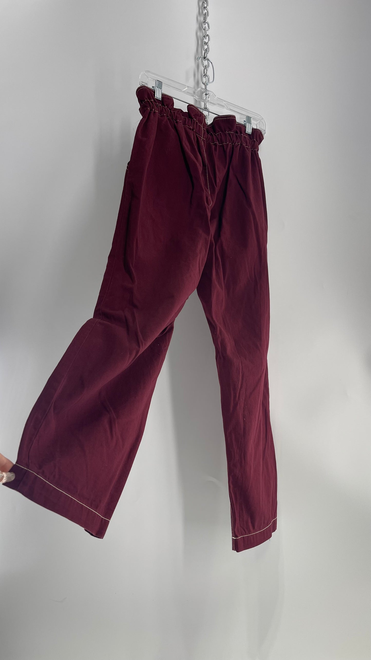 Maroon Urban Outfitters Flare Button Up Pants (M)