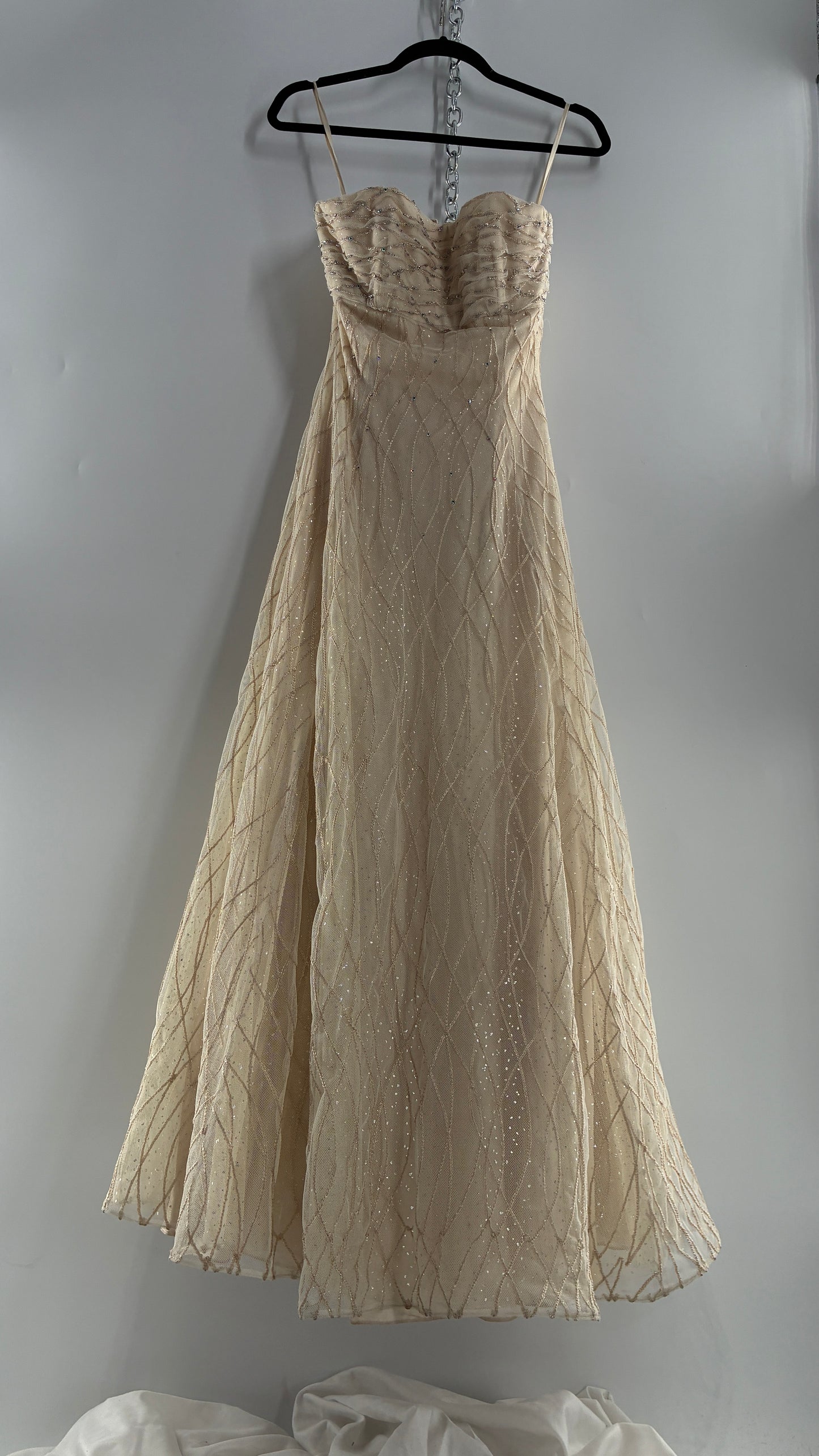 Vintage Victor Costa for Neiman Marcus Strapless Ruched/Pleated Bust Mermaid Gown Covered in Braided Threads and Embroidered Beads (6)