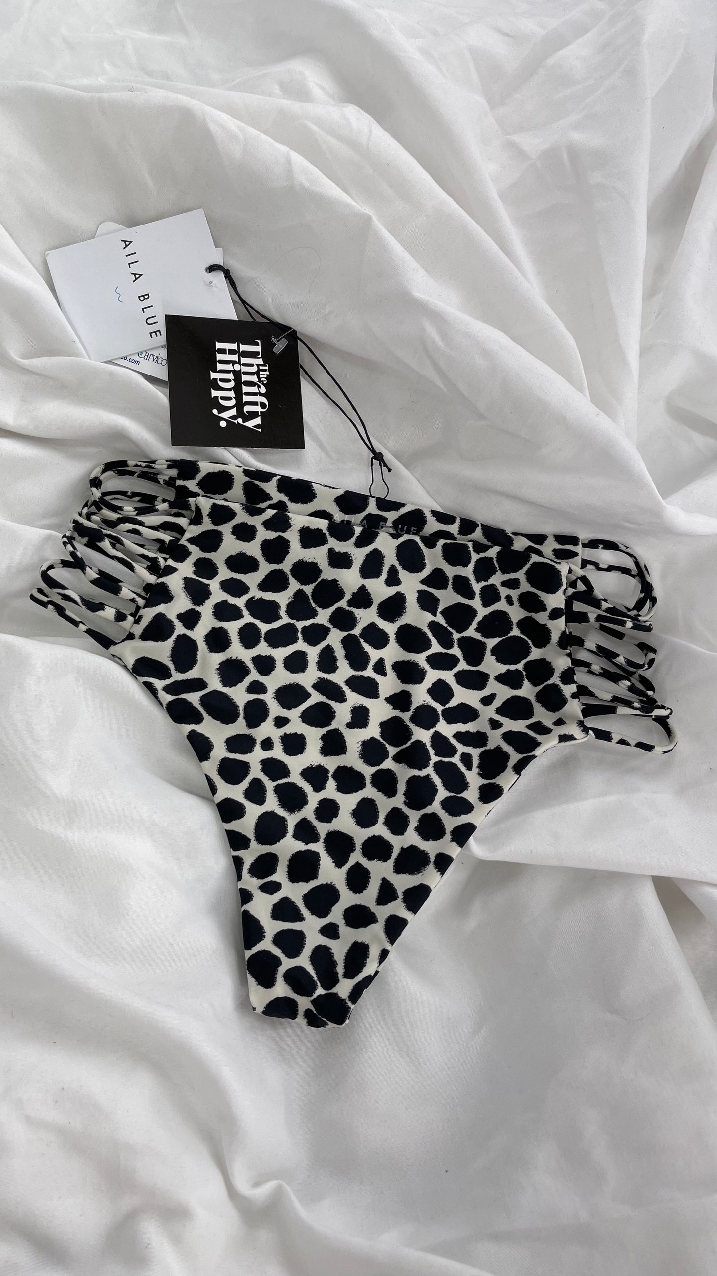 AILA BLUE Animal Print Cheeky Bottoms with Strappy Sides and Tags Attached (Small)