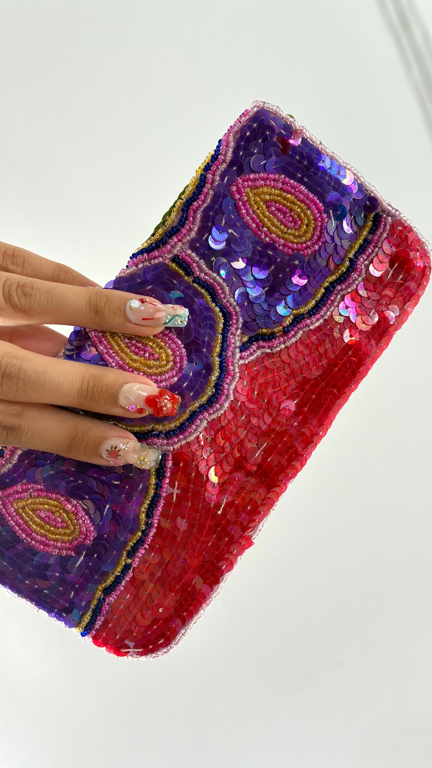 Vintage K.C MALHAN Sequin Beaded Clutch Wallet
