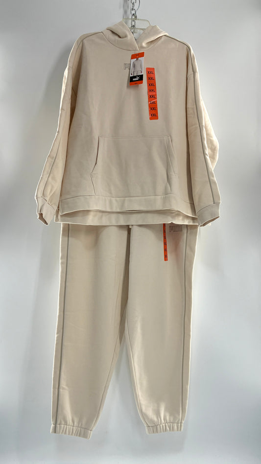PUMA Cream Hoodie and Sweatpants Set with Tags (XXL)