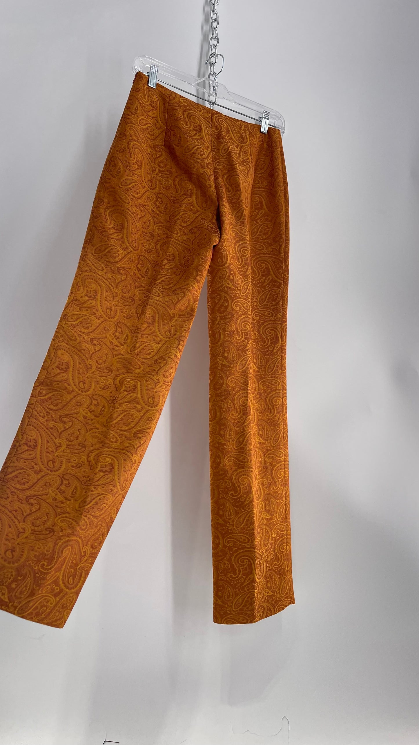 Peserico Italian Vintage Gold/Mustard Orange Paisley Patterned 56% Acetate Trouser (40)