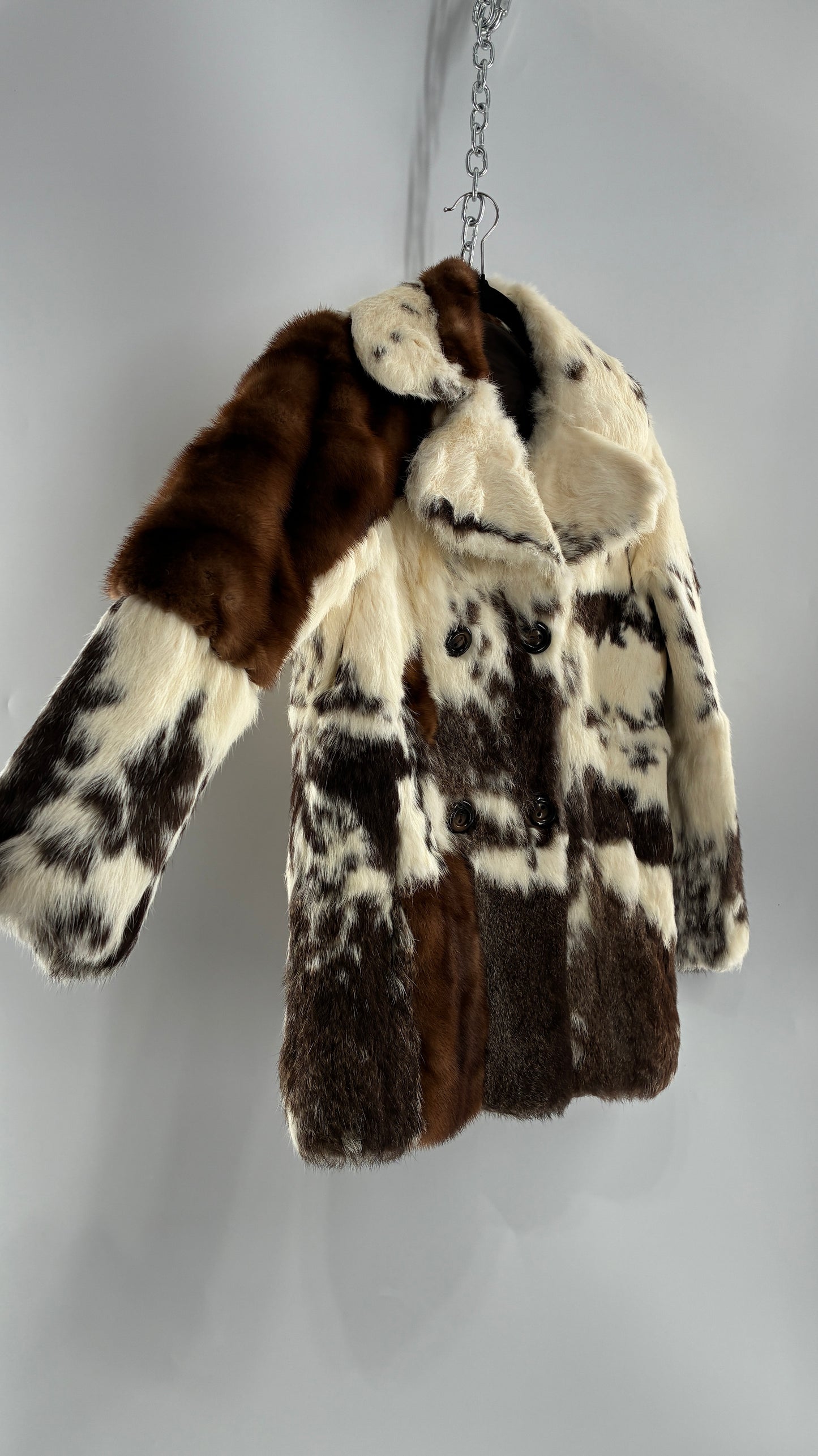 Vintage No Tags Handmade Patchwork Genuine Fur Coat (Medium)