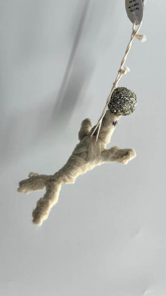 Anthropologie Handmade Yarn Seal with Glitter Ball Ornament