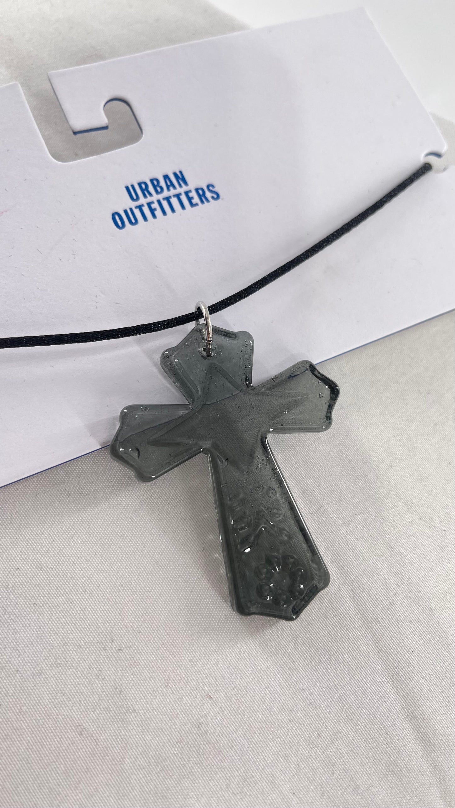 Urban Outfitters Grey Glass Cross Choker Necklace