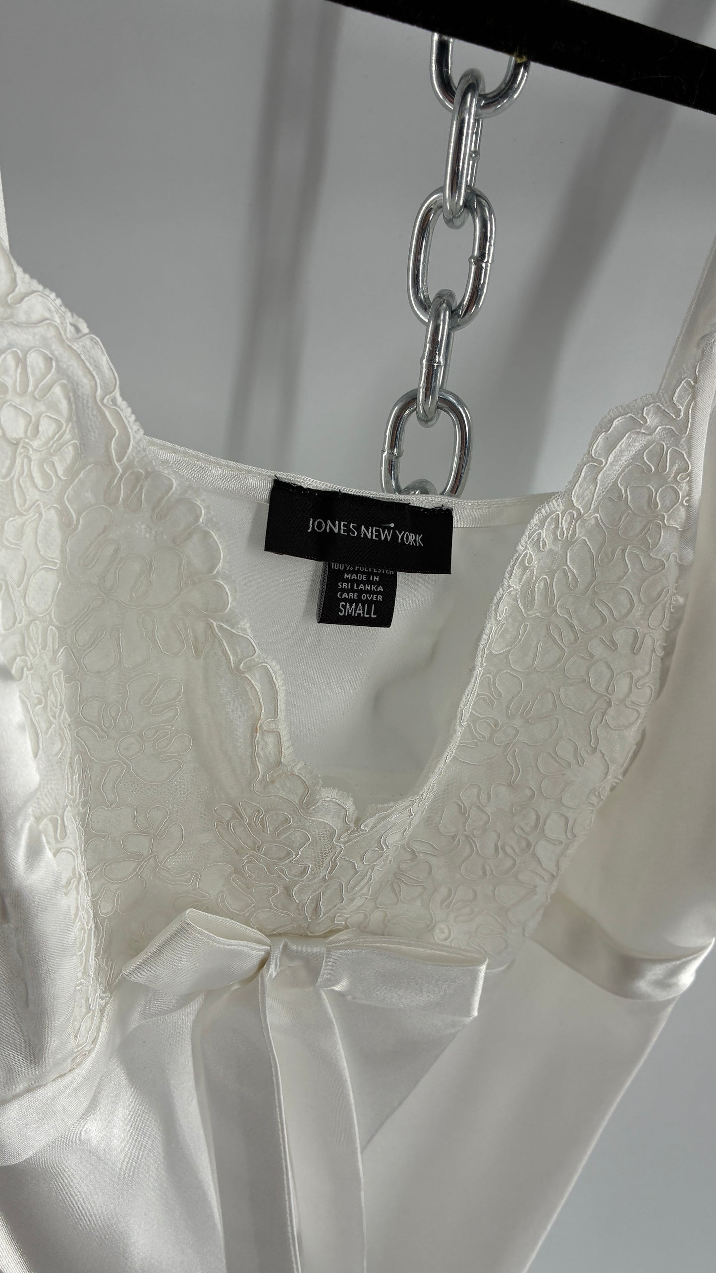 Vintage JONES NEW YORK White Slip Mini Dress (Small)