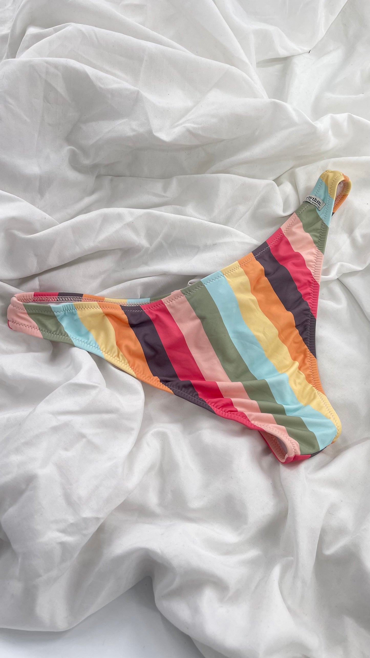 RHYTHM Colorful Striped Cheeky Swim Bottoms (XL)