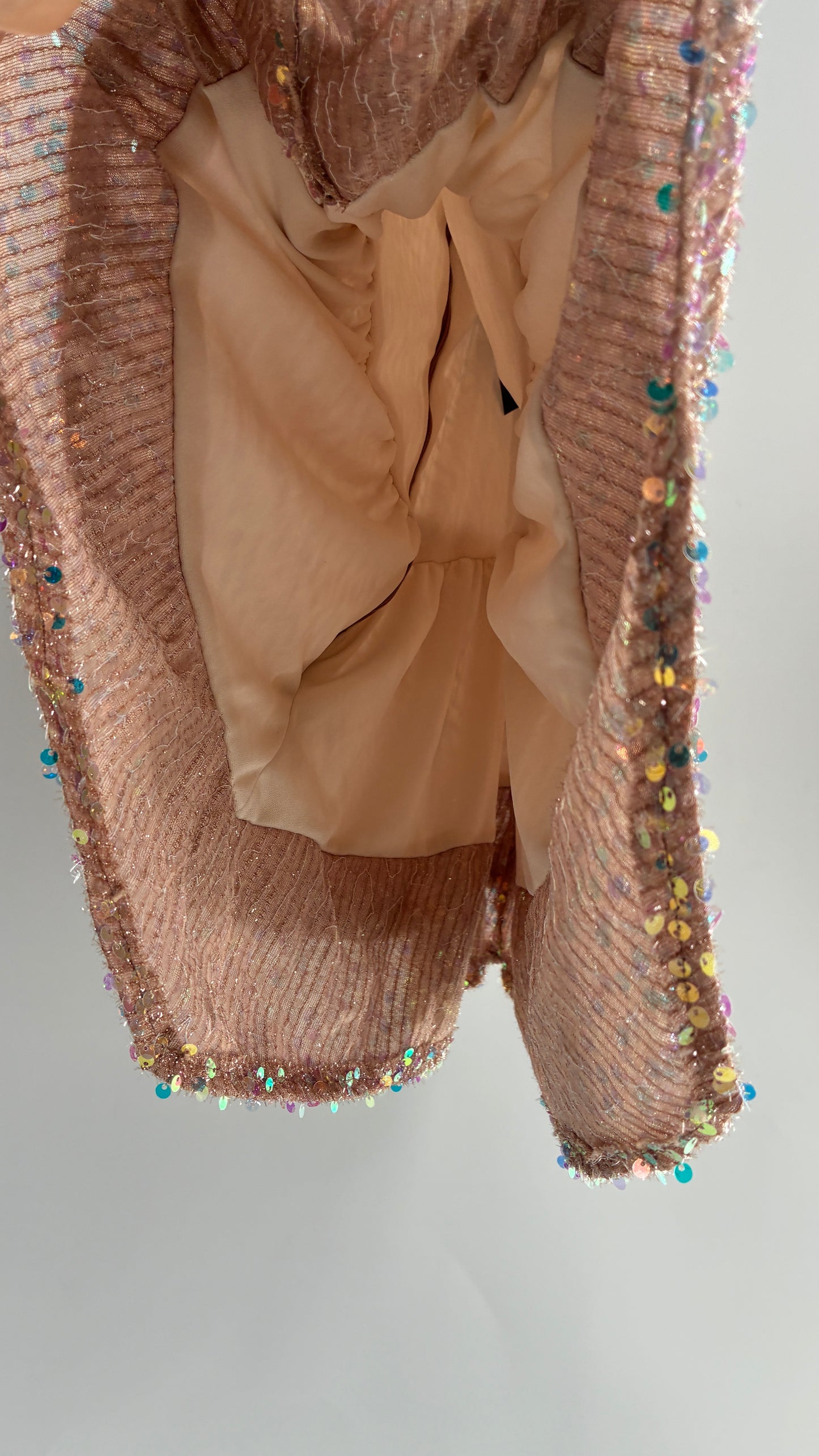 Nude Sequin Pointed Hem Mini Dress (L)