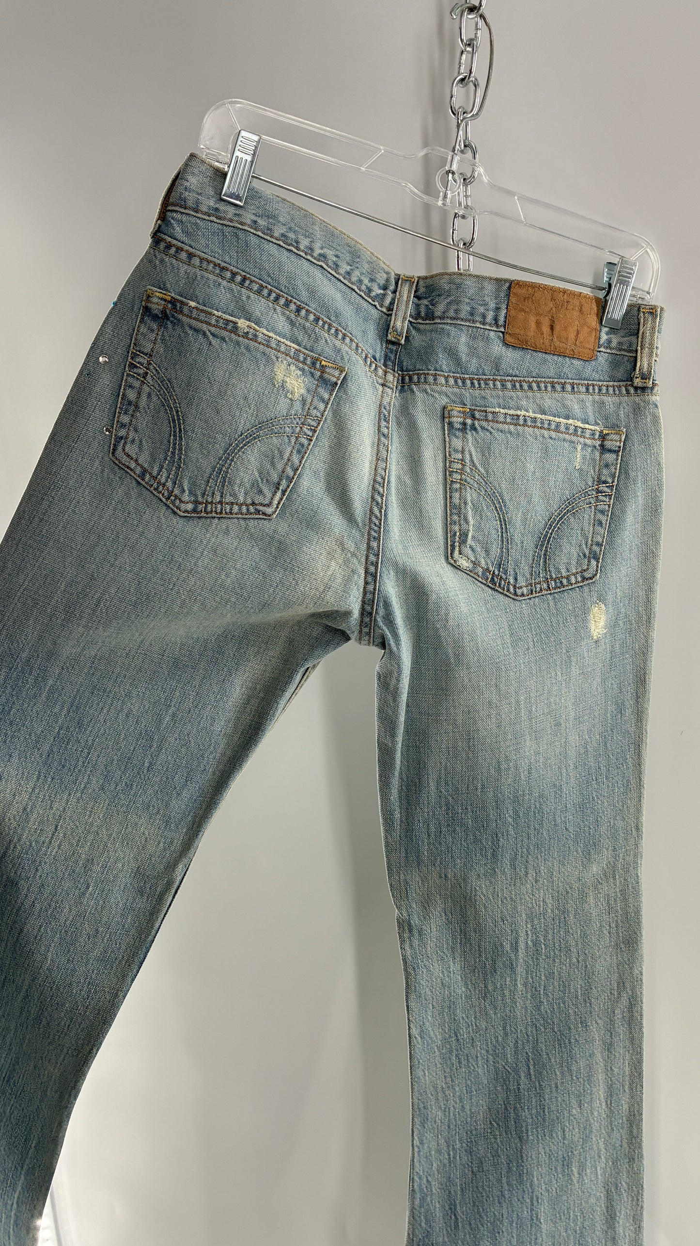 Vintage HOLLISTER Light Wash Distressed Jeans with Rhinestone Details (7)