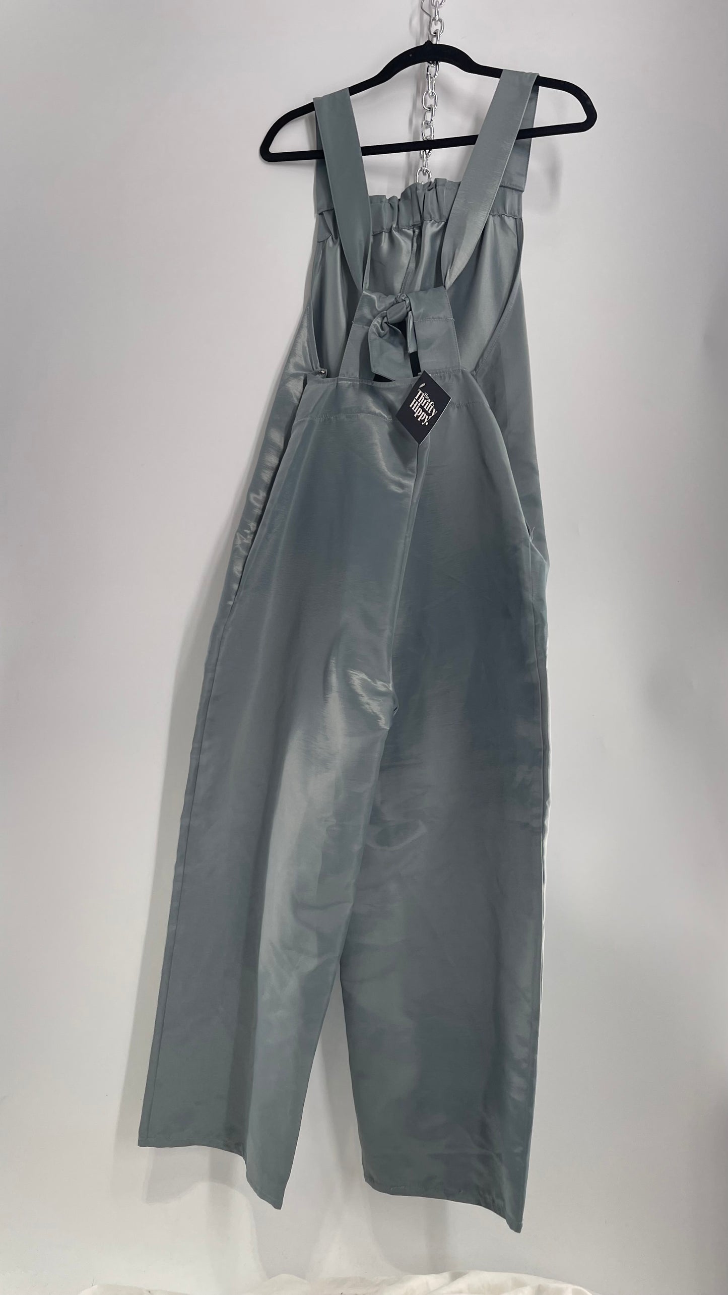 Silence + Noise Urban Outfitters Silver Satin Jumpsuit (Medium)