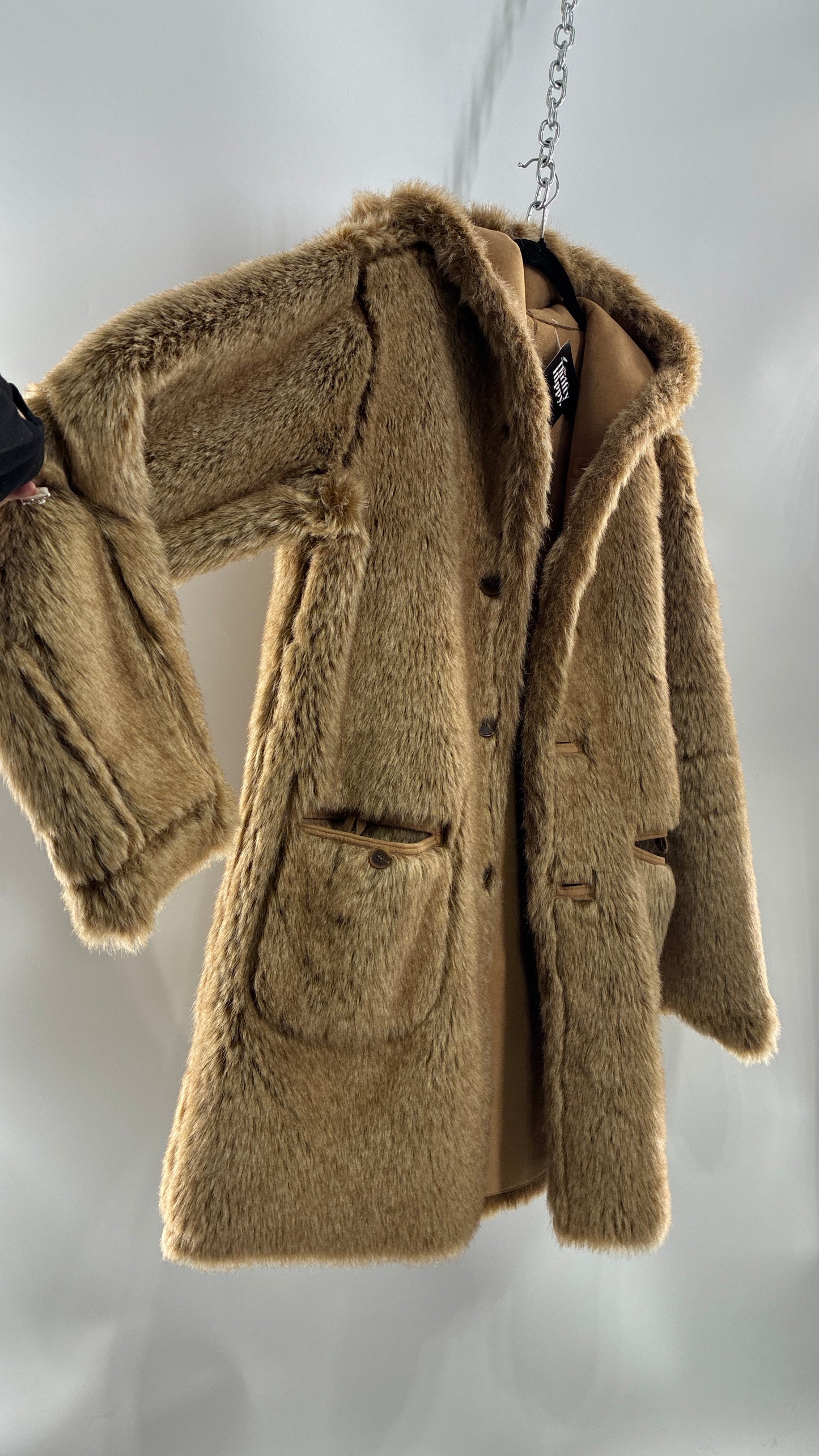 Vintage JONES NEW YORK Reversible Fur and Vegan Suede Coat (Small)