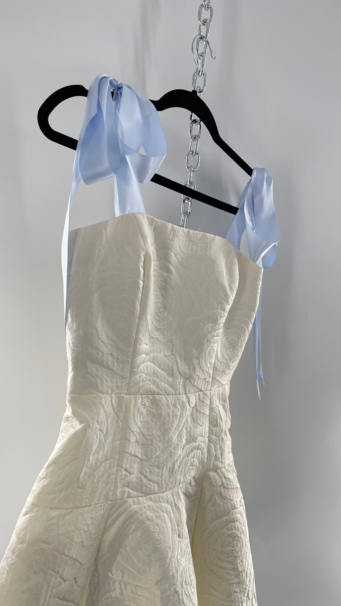 Jane Summers Hannah Bridal Shower and Wedding Reception Dress With Blue Ribbons (4)