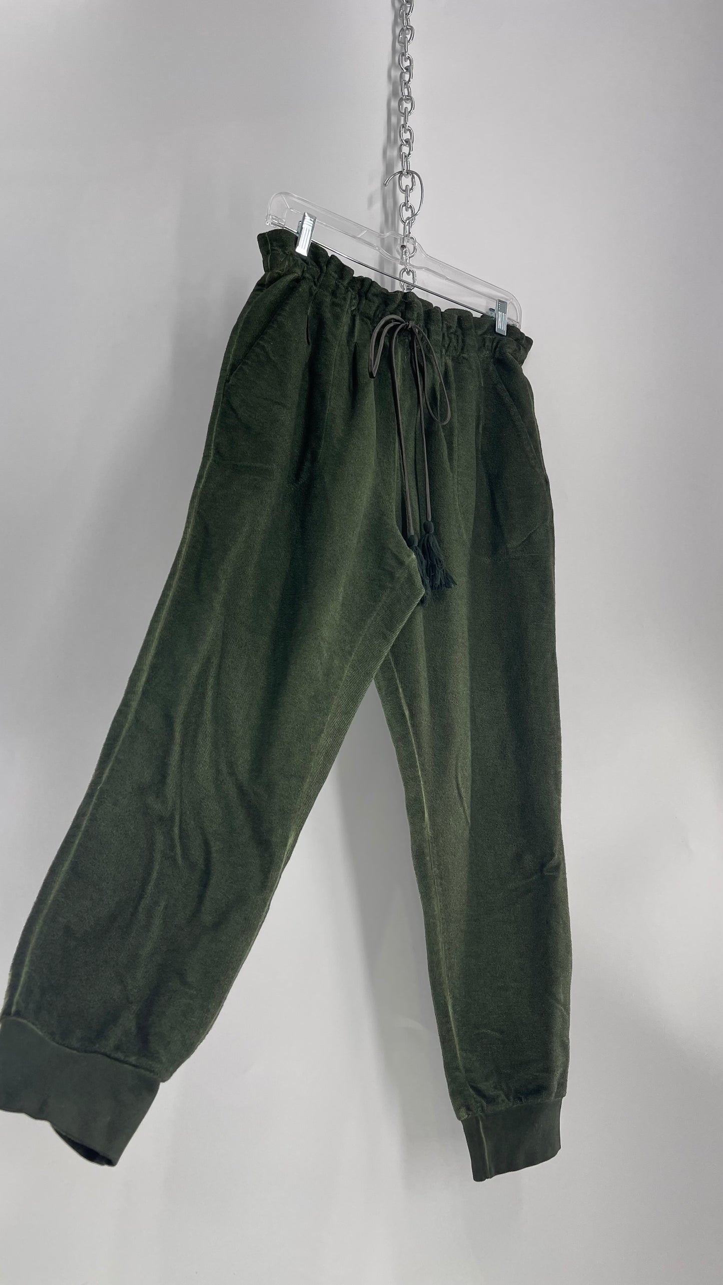 Something Navy Portugal Made Army Green Gauze Hand Dyed Joggers(Medium)