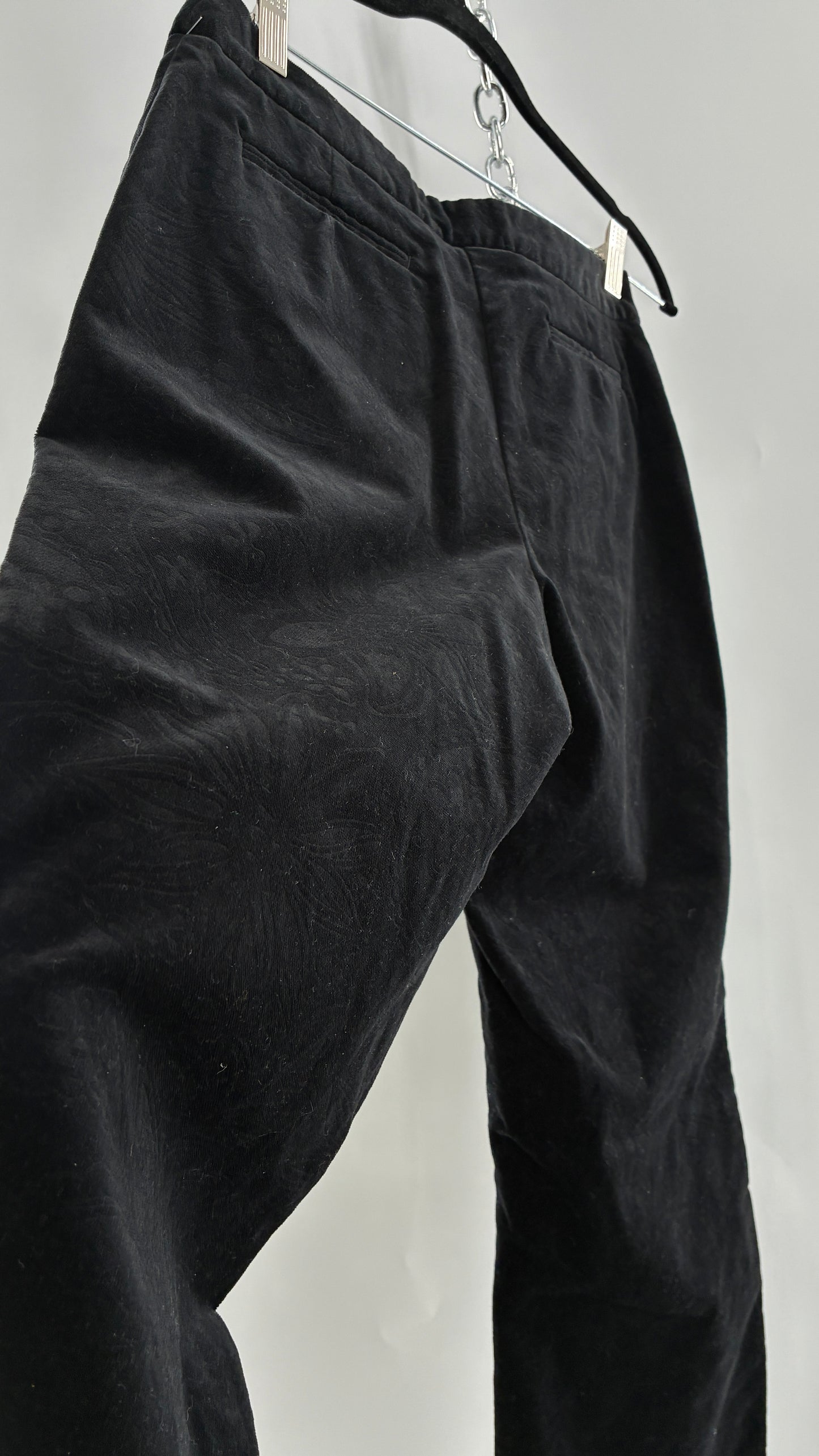Deadstock Vintage 2000s Lilly Pulitzer Black Velvet Embossed Floral, Side Closure Pants (4)