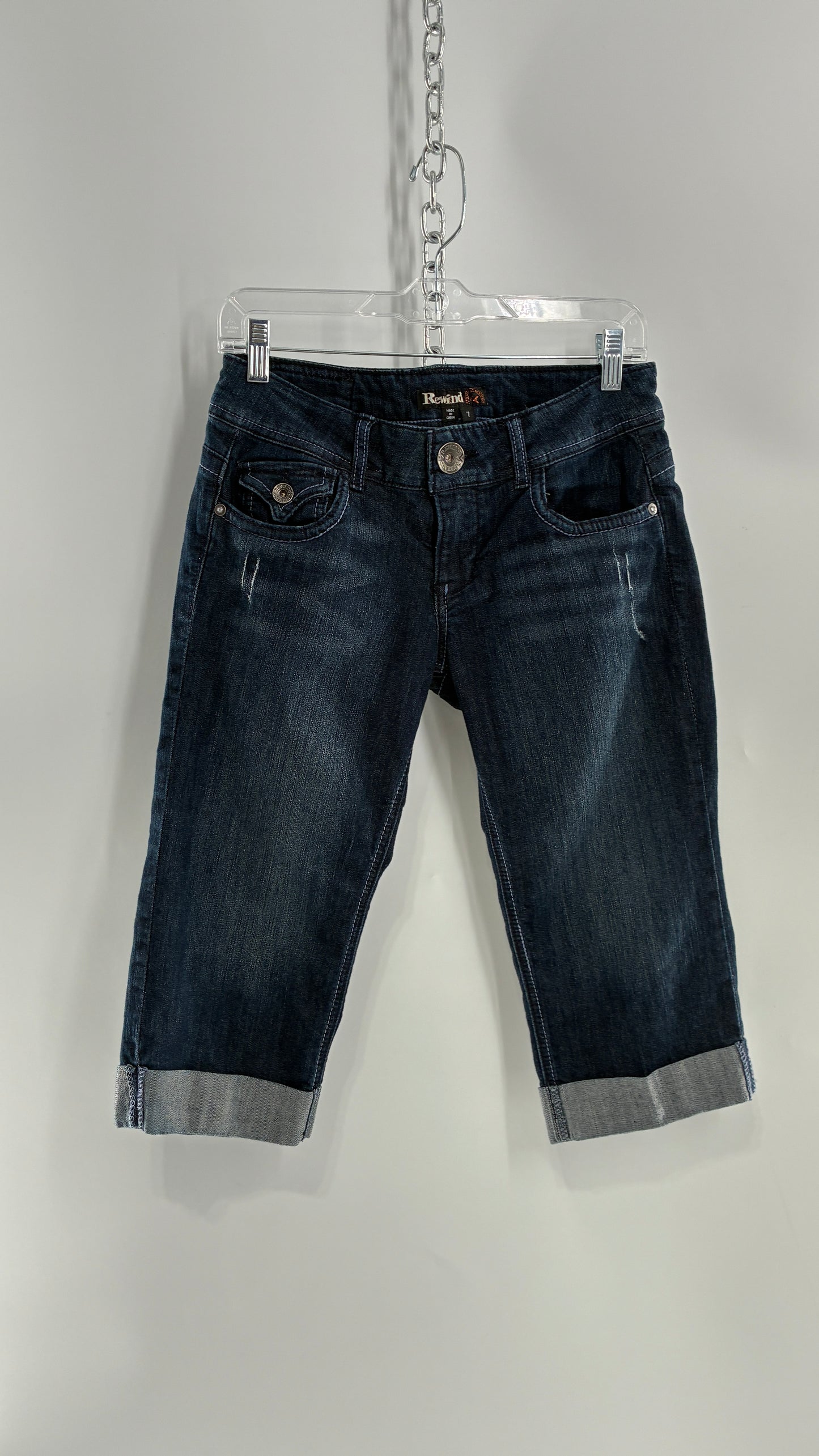 Vintage REWIND Denim Bermuda Shorts with Embroidered Bum Pockets (7)