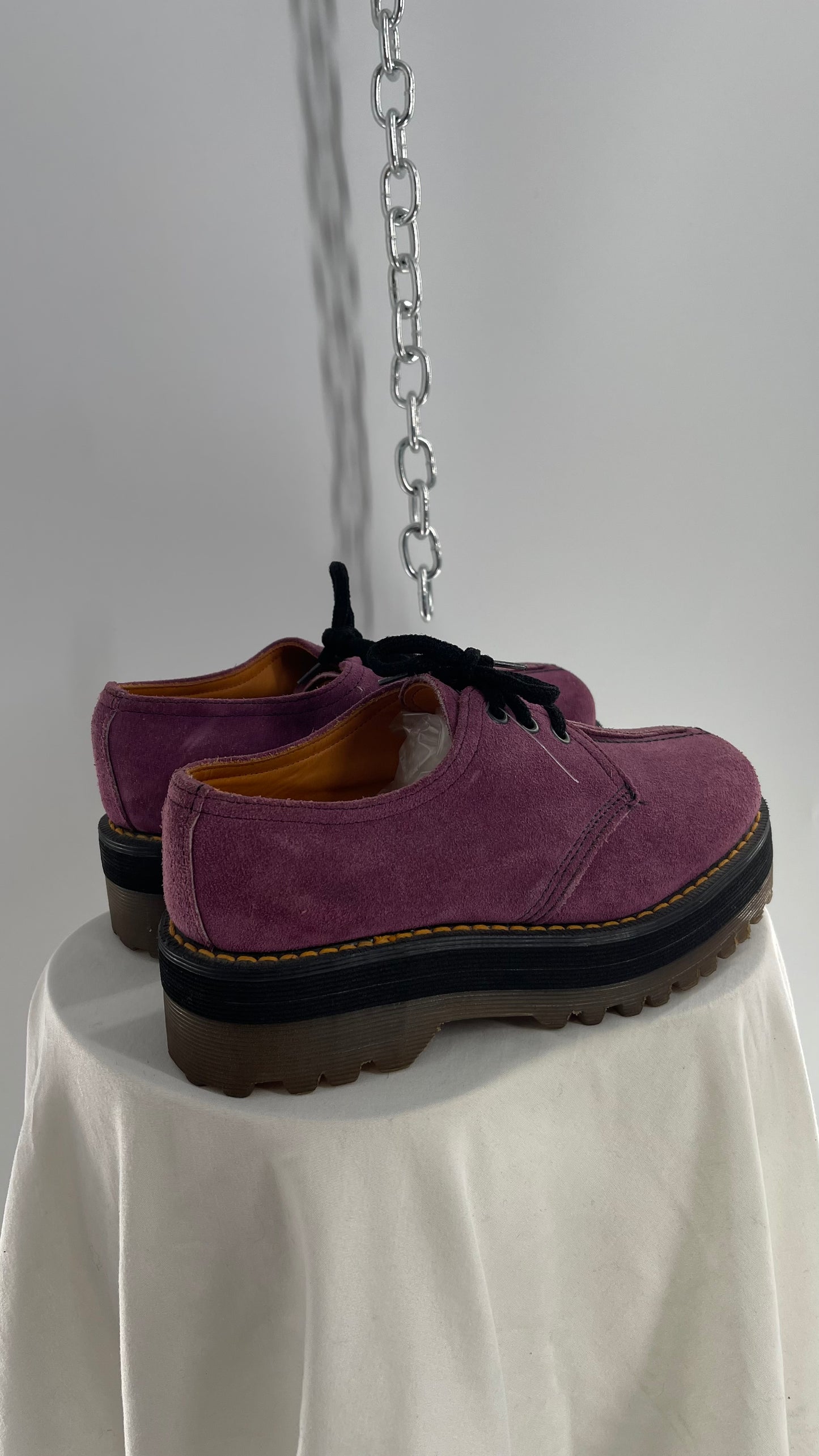 SUPER RARE Vintage Dr. Martens Platform Purple/Mauve Suede Leather Oxfords (3)