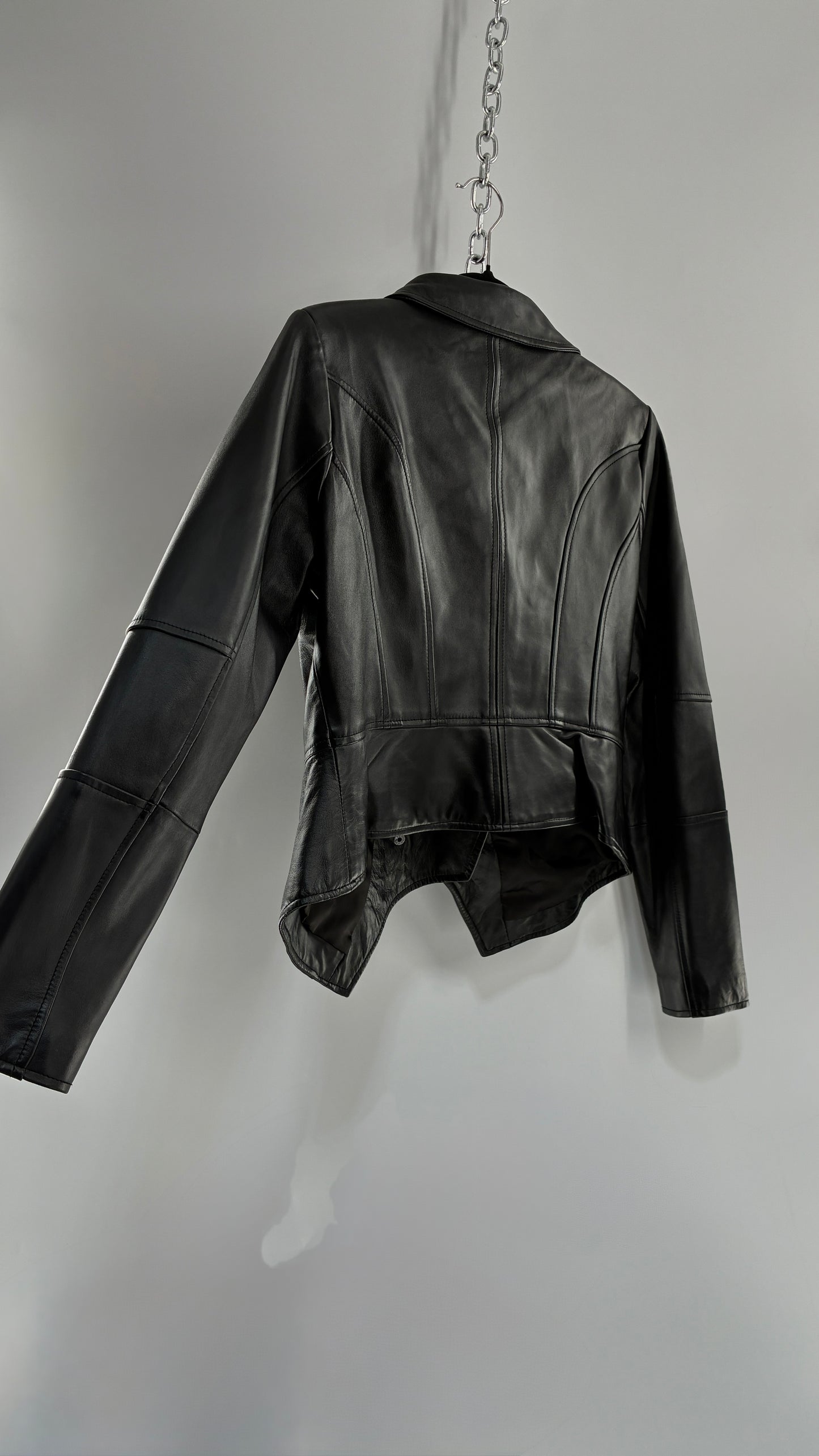 Deadstock Vintage GET IT LOVE IT Black Genuine Leather Motorcycle Style Jacket (10)