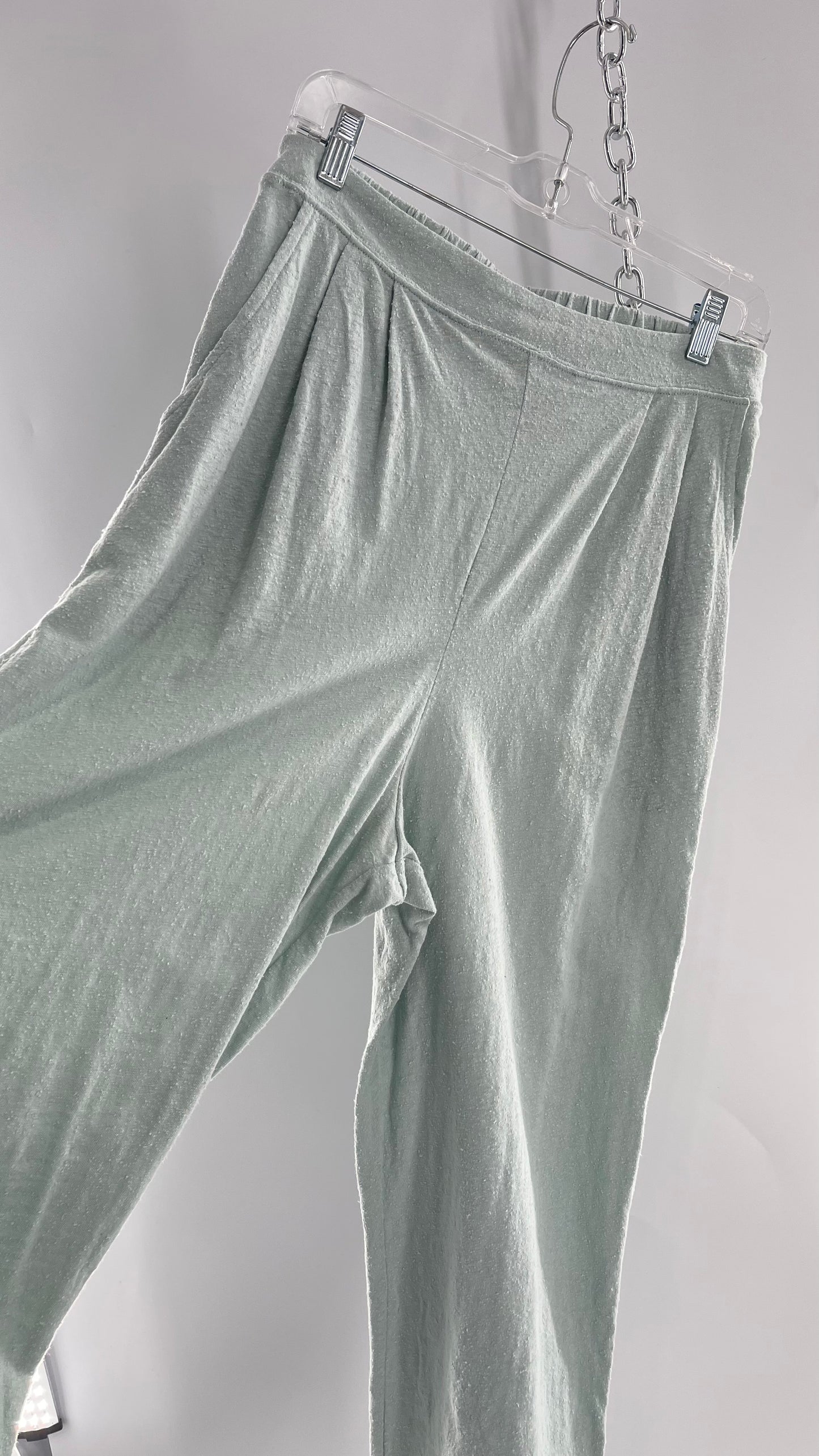 Free People Beach Light Blue Aquamarine Textured Lounge Pants (Medium)