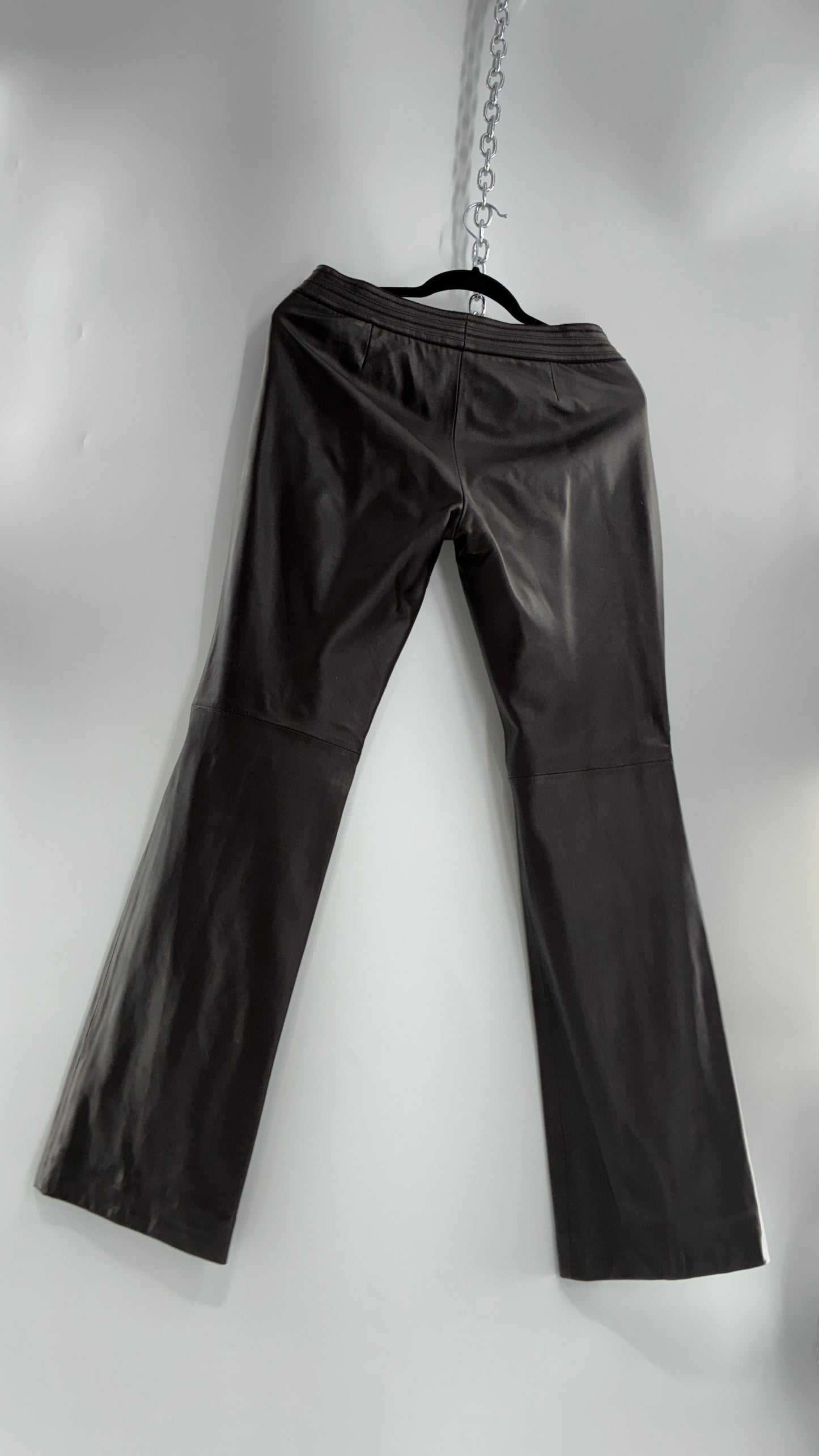 Vintage ETCETERA Deep Brown Low Waisted Embroidered, Side Closure Pants with Bootcut Hem (4)