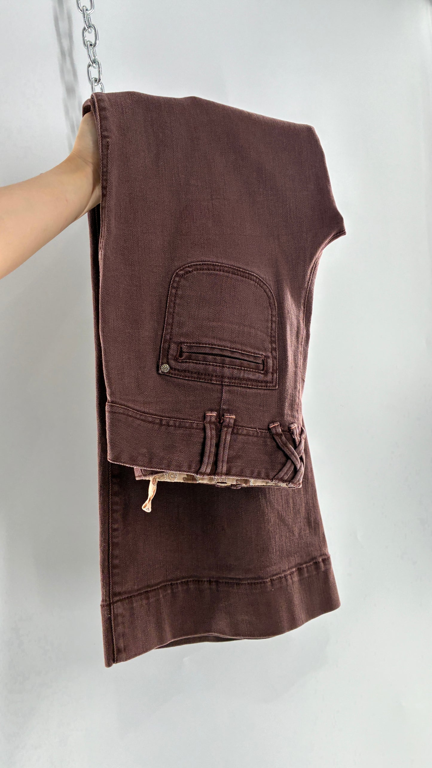 Vintage BICA CHEIA Brown Low Rise Wide Leg Jeans with Mini Pockets (32)