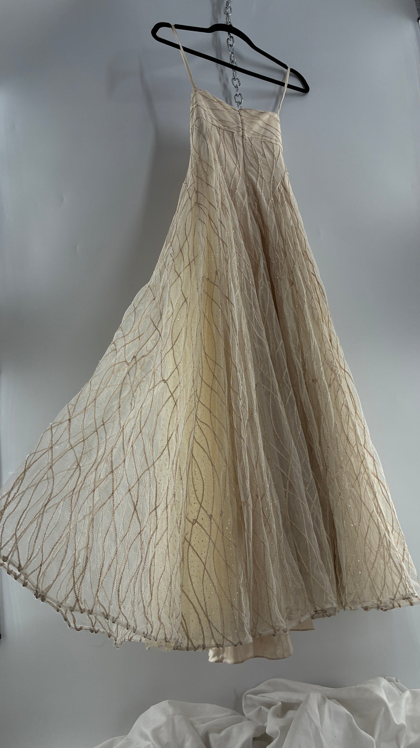 Vintage Victor Costa for Neiman Marcus Strapless Ruched/Pleated Bust Mermaid Gown Covered in Braided Threads and Embroidered Beads (6)