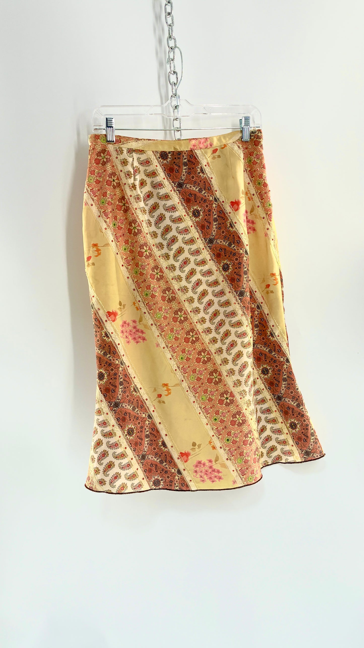 Vintage JANE DOE Paneled Skirt with Embroidered Sequin Details (Large)